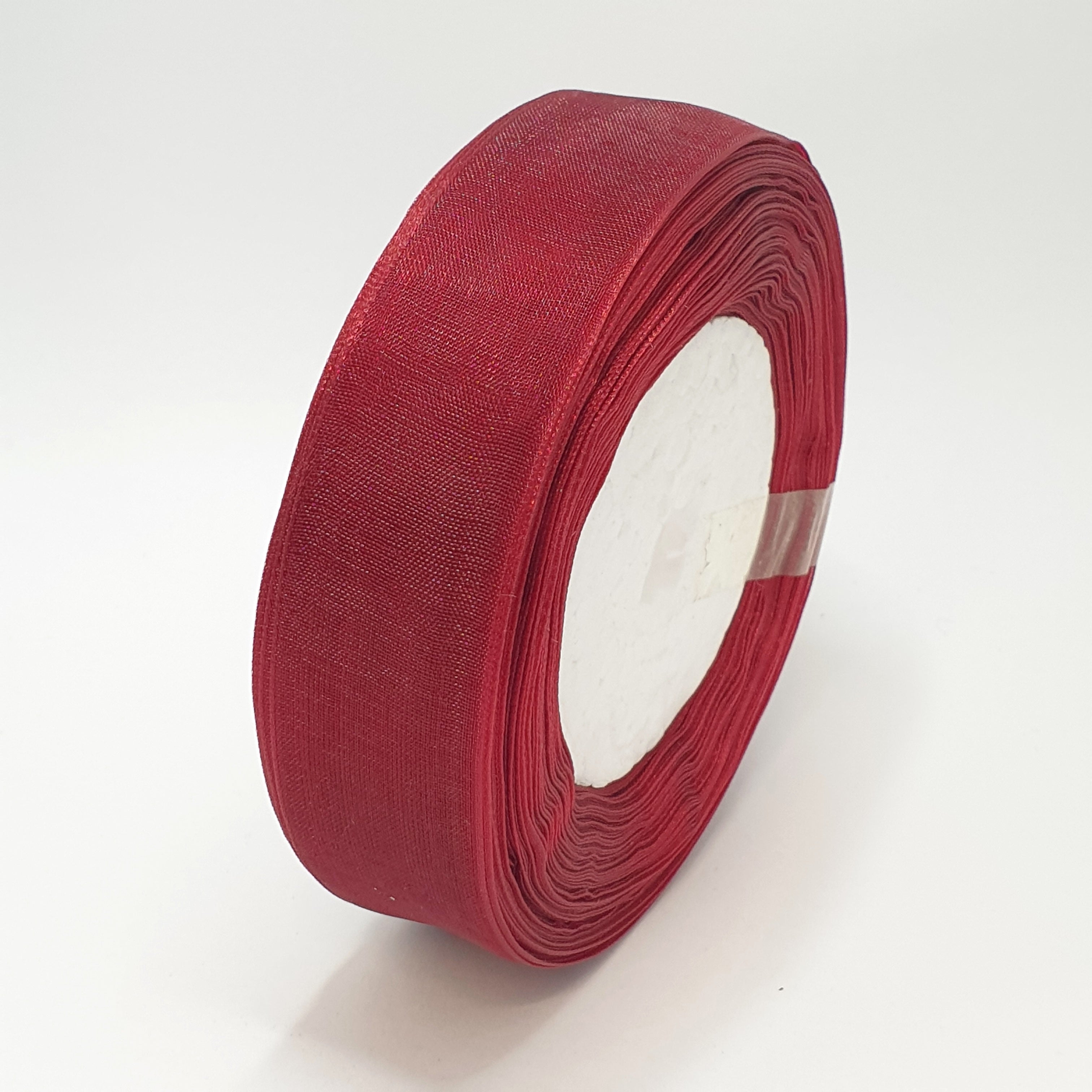 MajorCrafts 25mm 45metres Burgundy Red Sheer Organza Fabric Ribbon Roll R1048