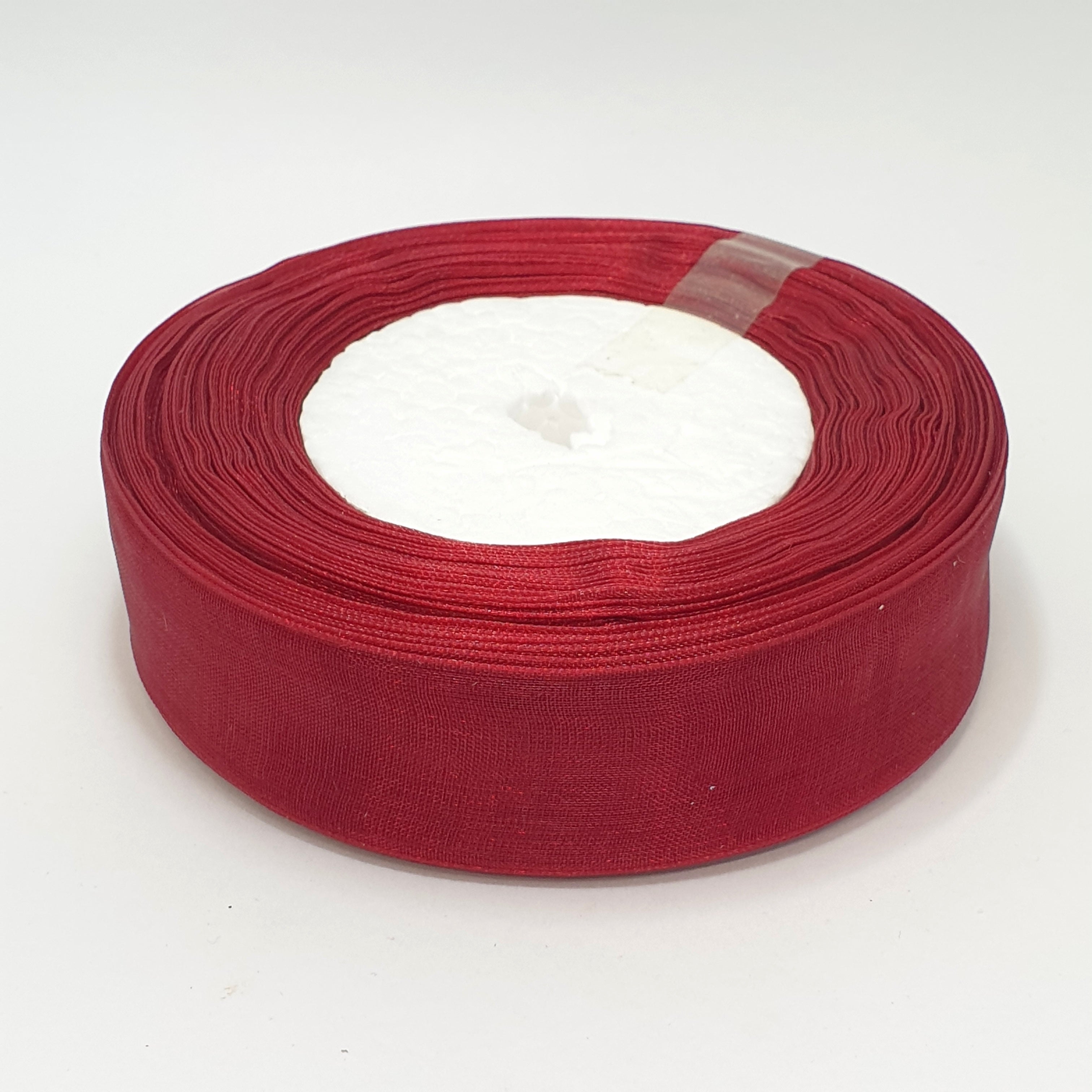 MajorCrafts 25mm 45metres Burgundy Red Sheer Organza Fabric Ribbon Roll R1048