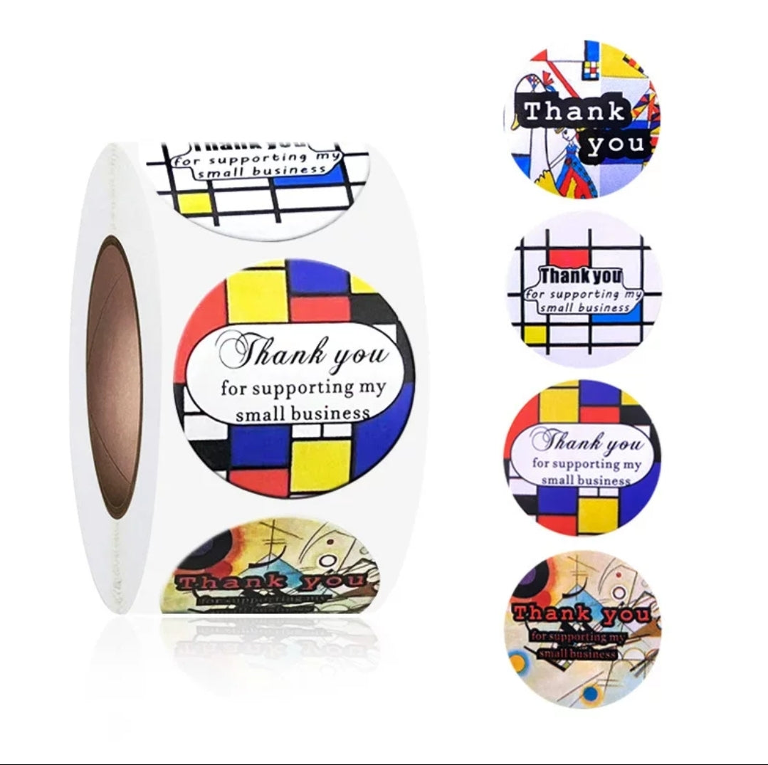 MajorCrafts 500 Labels per roll 2.5cm 1" Multicoloured 'Thank You For Supporting my Small Business' Printed Round Sticker Labels V068