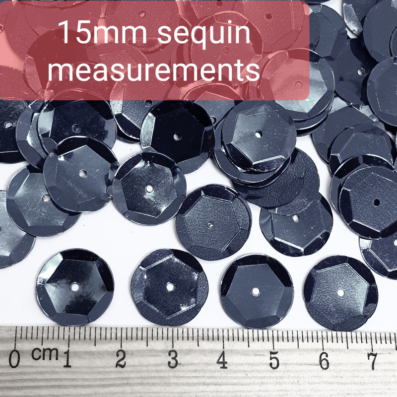 MajorCrafts 40grams 15mm Maroon Red Large Round Sew-On Cup Sequins