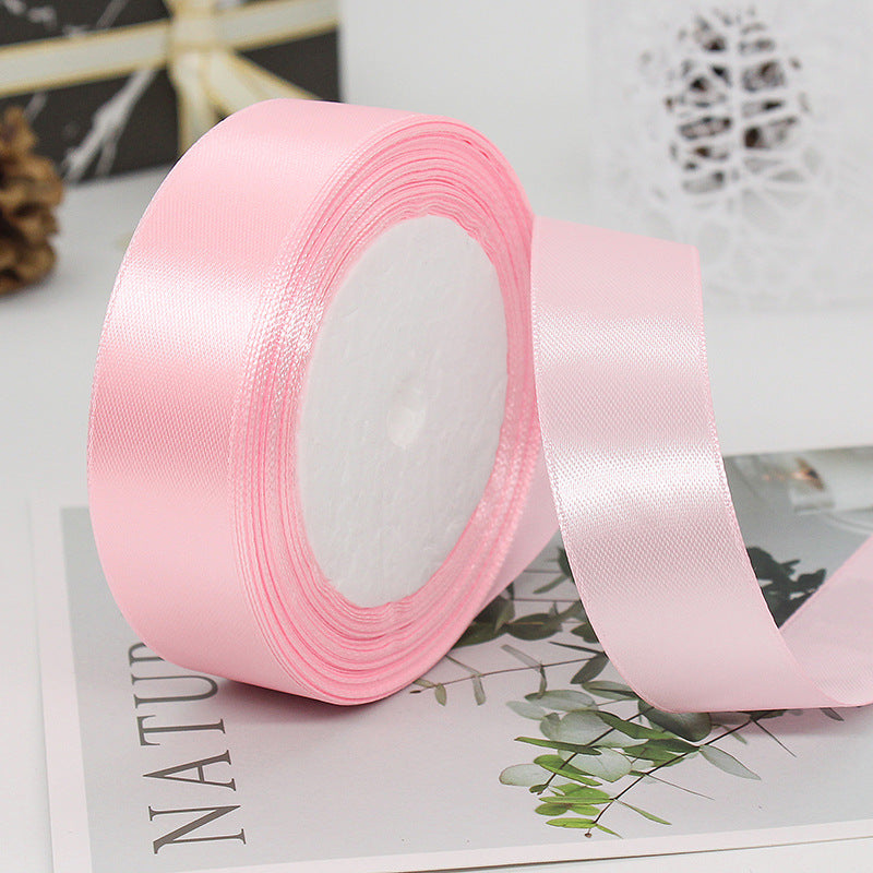 MajorCrafts 25mm 22metres Light Pink Single Sided Satin Fabric Ribbon Roll R04