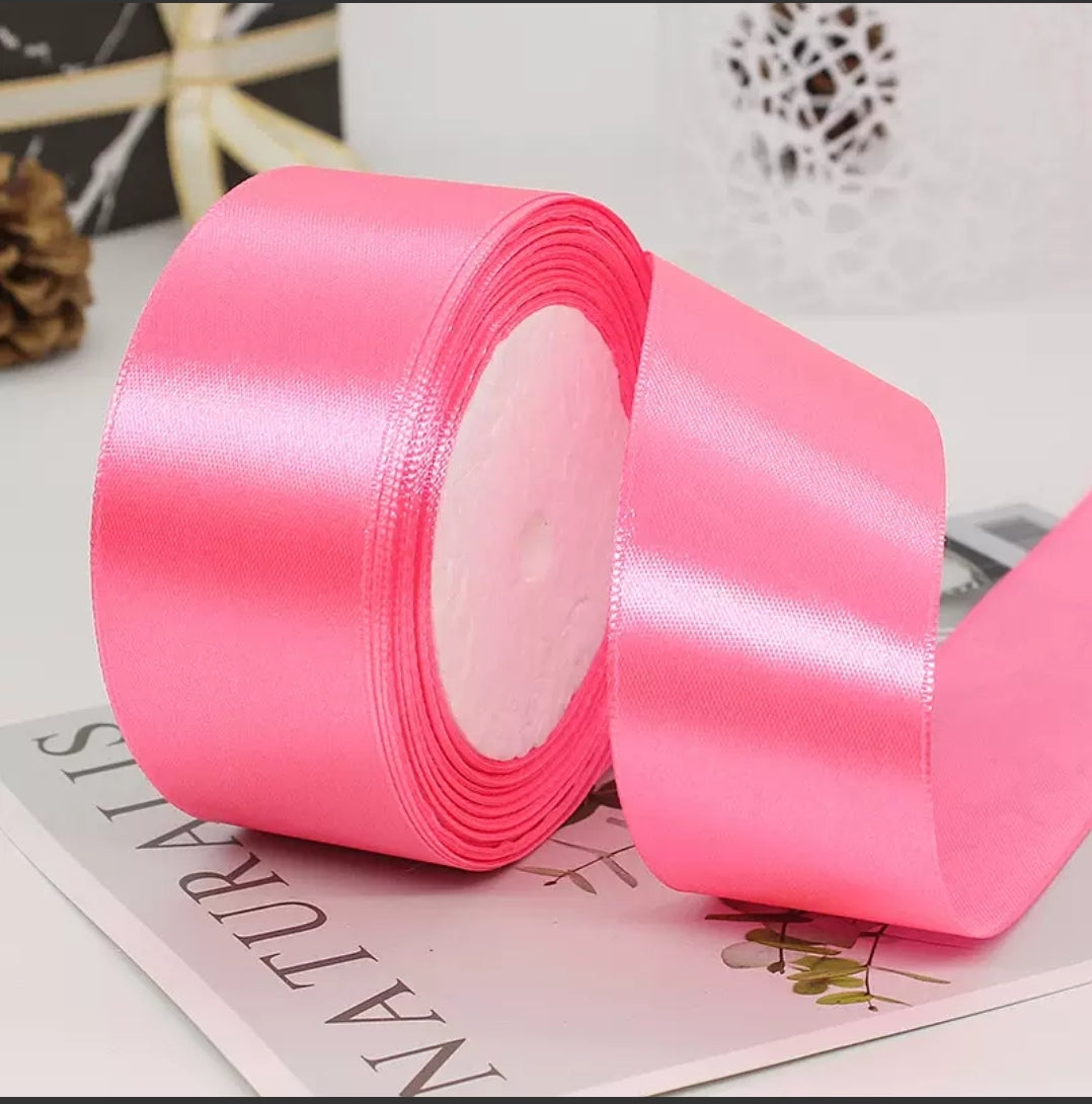 MajorCrafts 40mm 22metres Taffy Pink Single Sided Satin Fabric Ribbon Roll R05