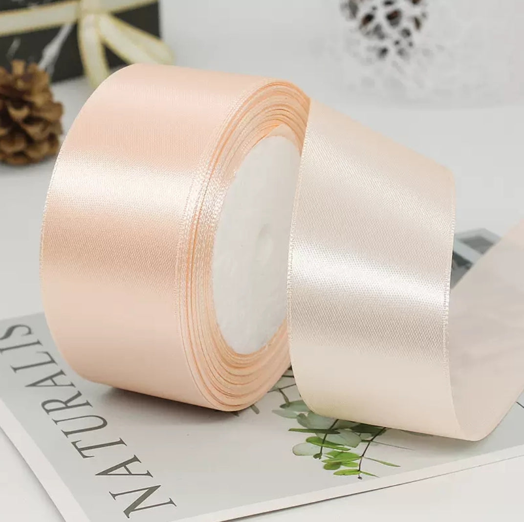 MajorCrafts 40mm 22metres Champagne Single Sided Satin Fabric Ribbon Roll R07