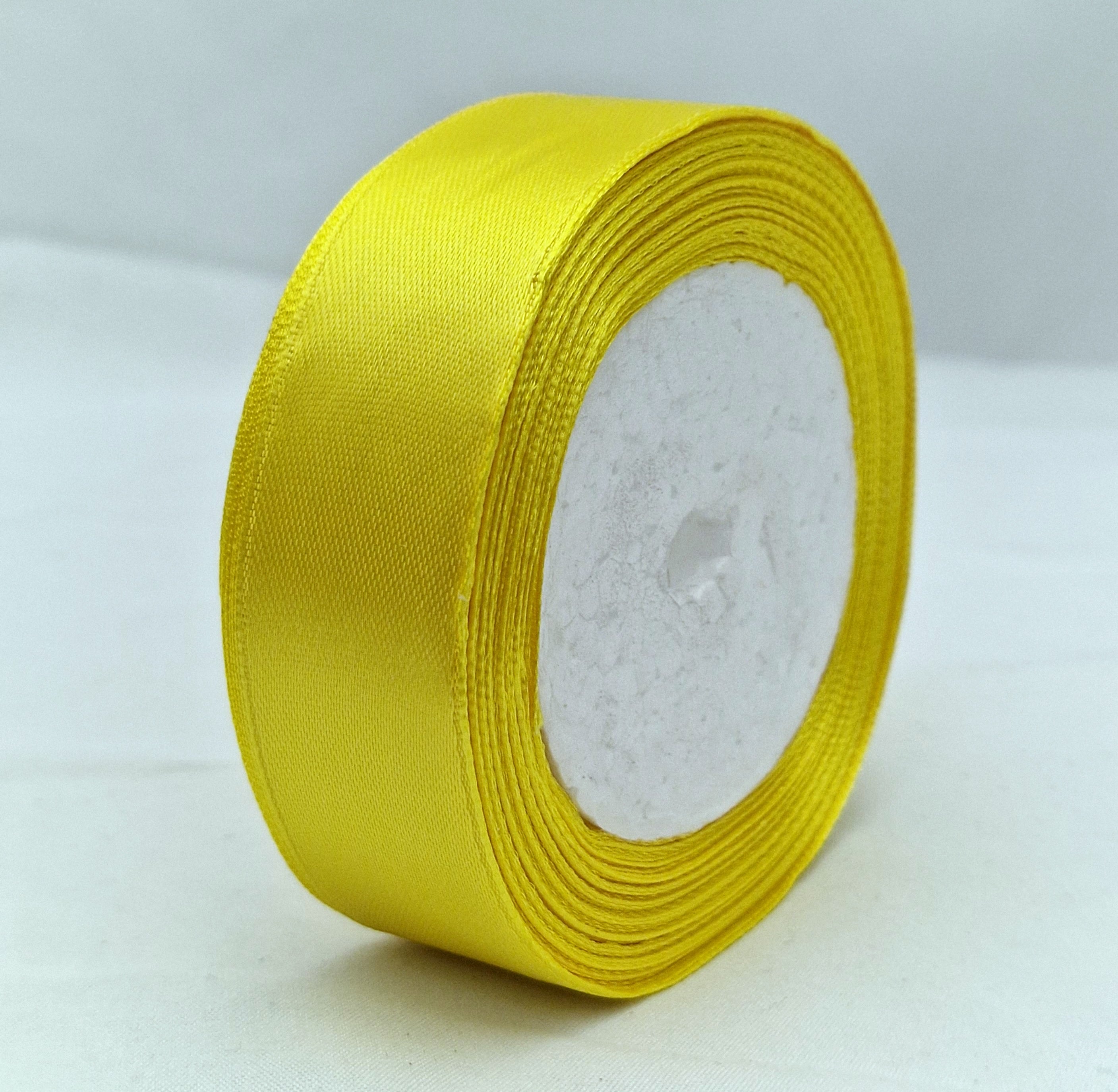 MajorCrafts 25mm 22metres Royal Yellow Single Sided Satin Fabric Ribbon Roll