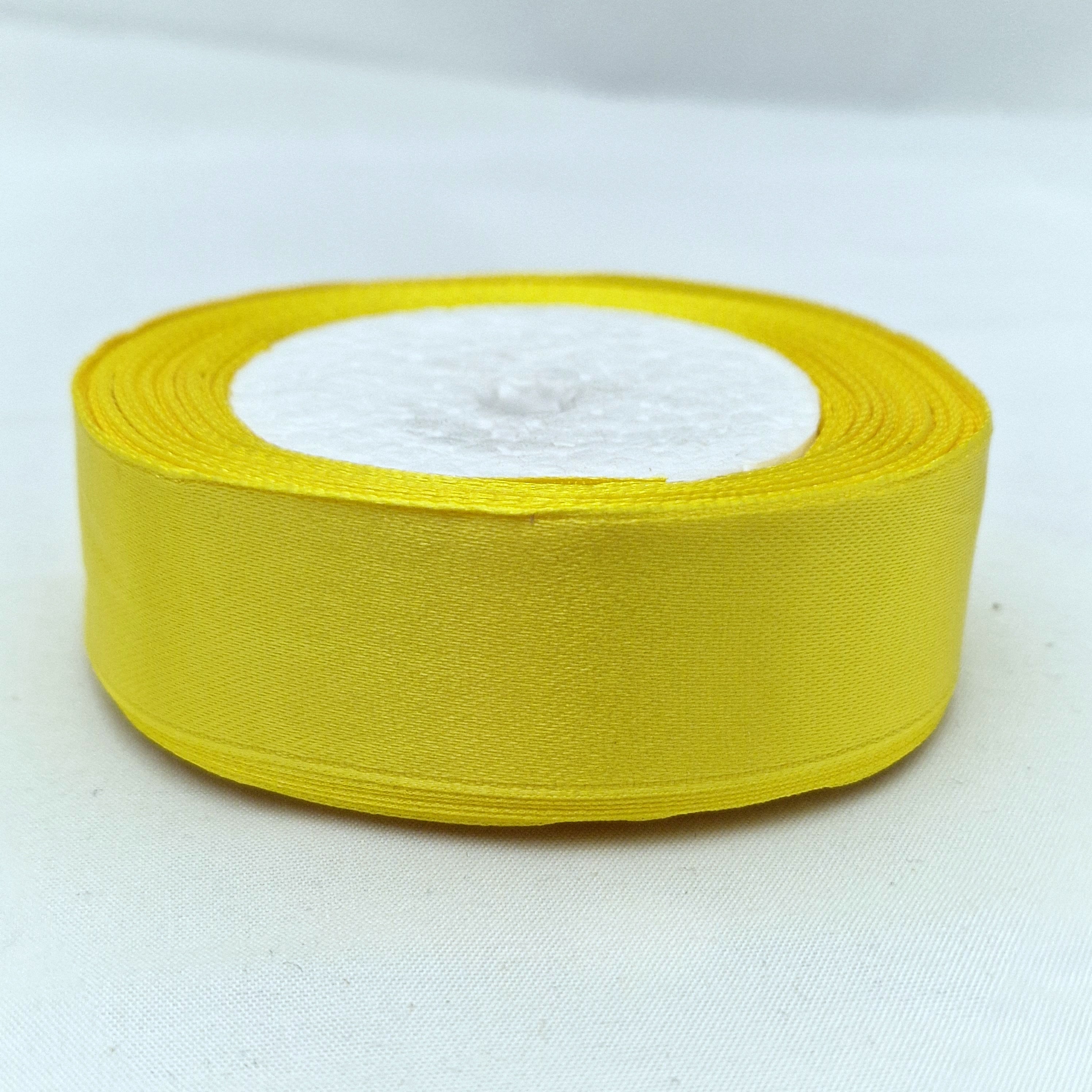 MajorCrafts 25mm 22metres Royal Yellow Single Sided Satin Fabric Ribbon Roll