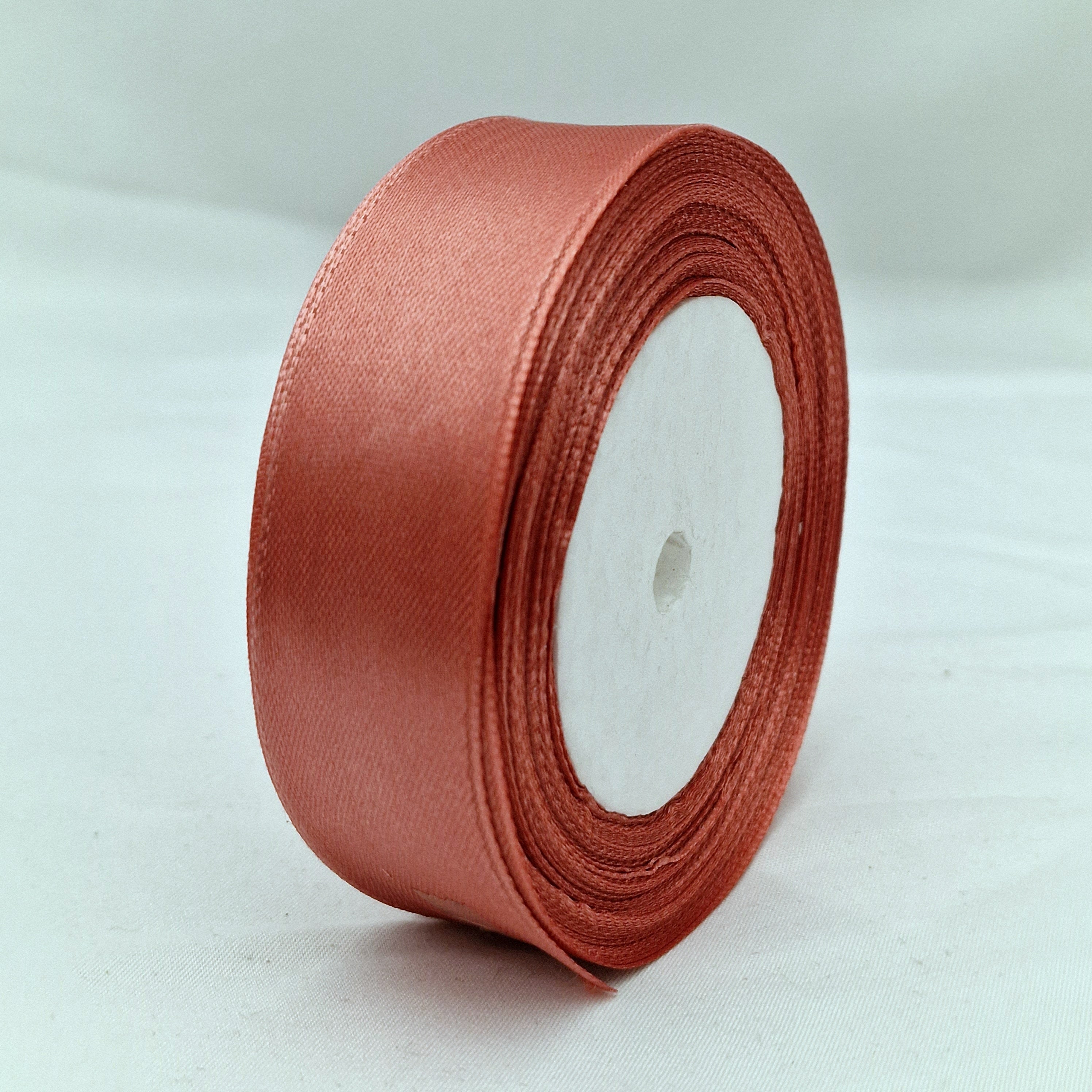 MajorCrafts 25mm 22metres Reddish Brown Single Sided Satin Fabric Ribbon Roll