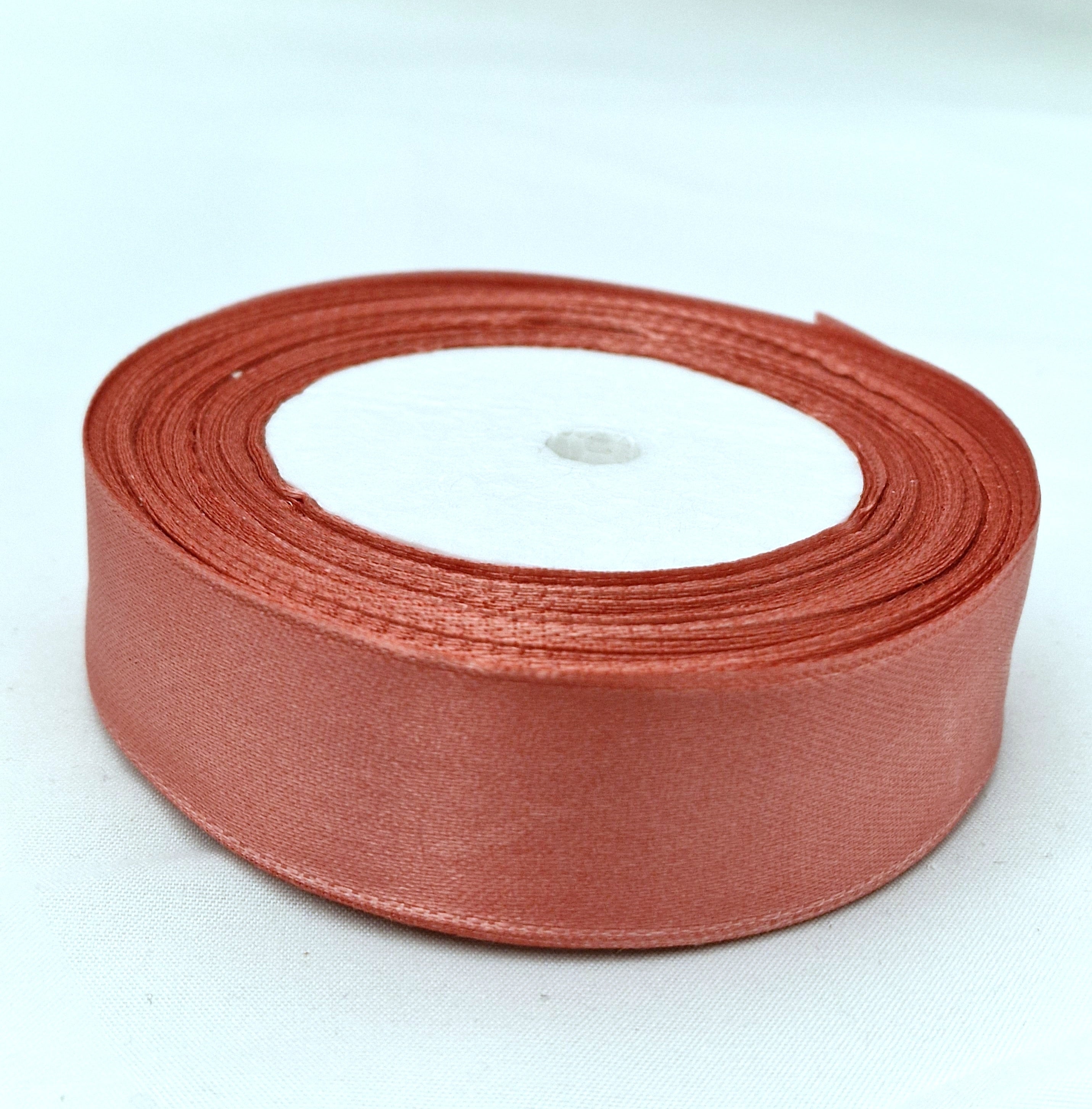 MajorCrafts 25mm 22metres Reddish Brown Single Sided Satin Fabric Ribbon Roll