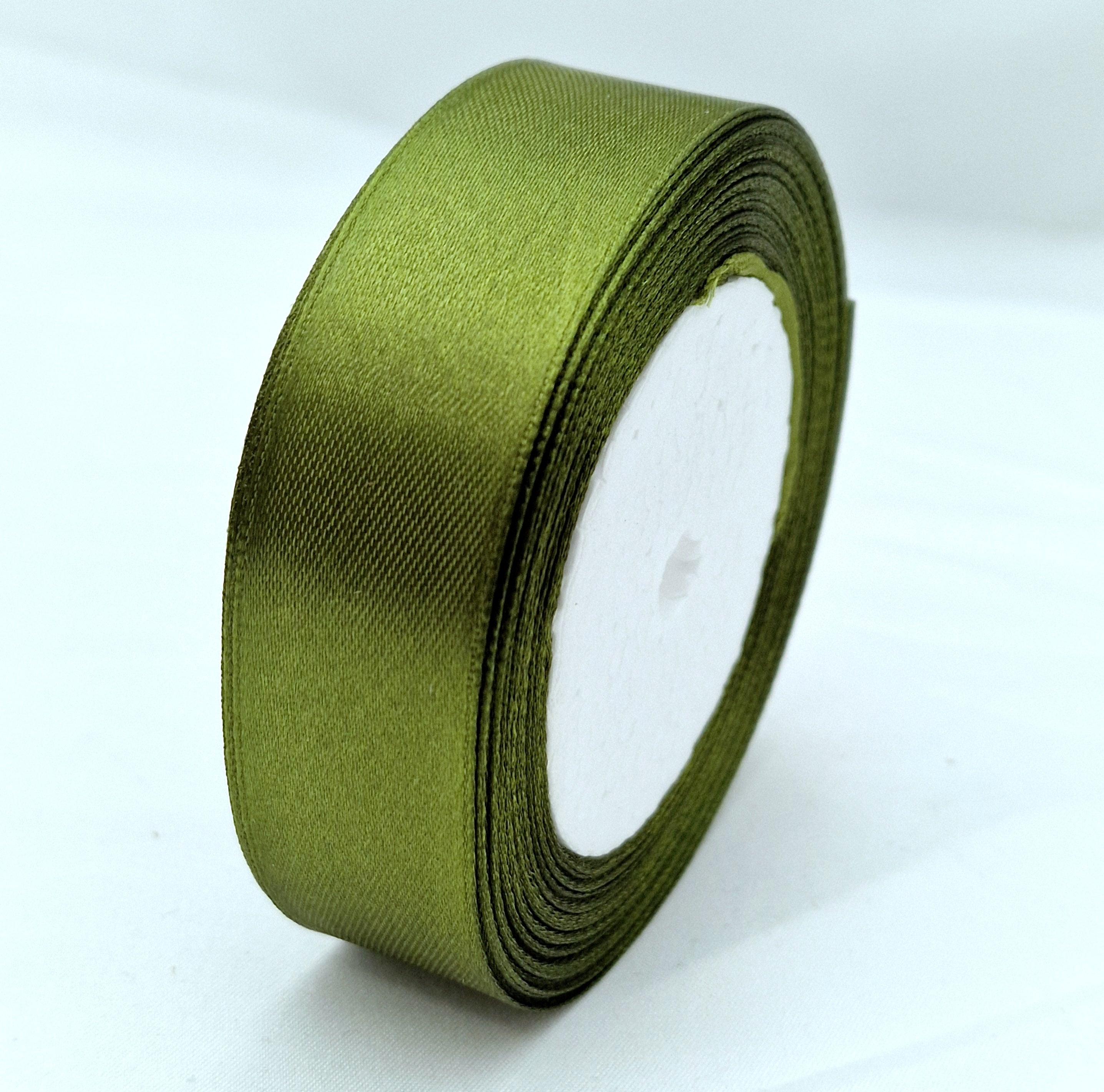 MajorCrafts 25mm 22metres Olive Green Single Sided Satin Fabric Ribbon Roll