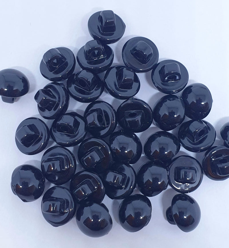 MajorCrafts 30pcs 8mm Black High-Grade Acrylic Small Round Sewing Mushroom Shank Buttons