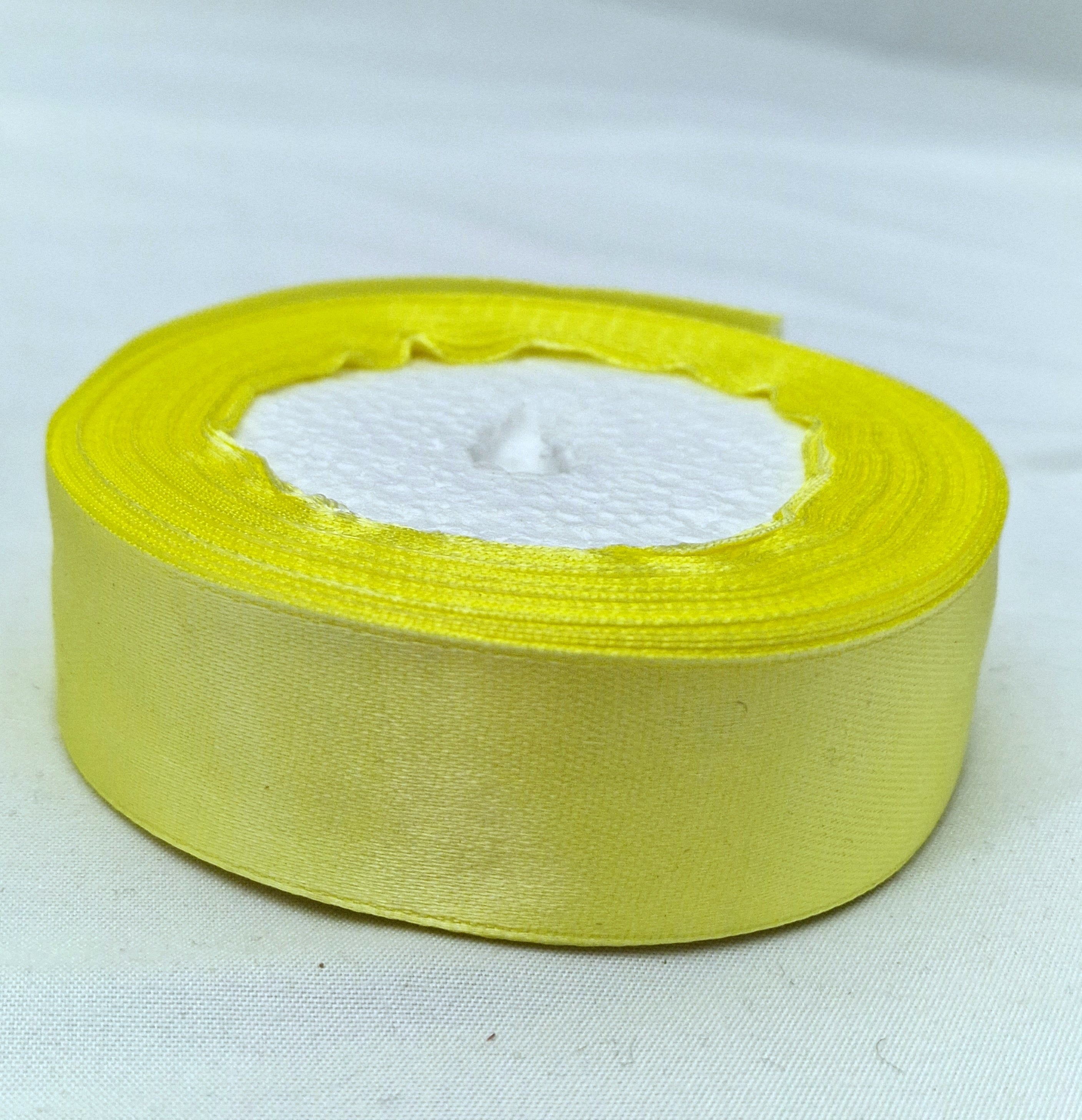 MajorCrafts 25mm 22metres Canary Yellow Single Sided Satin Fabric Ribbon Roll