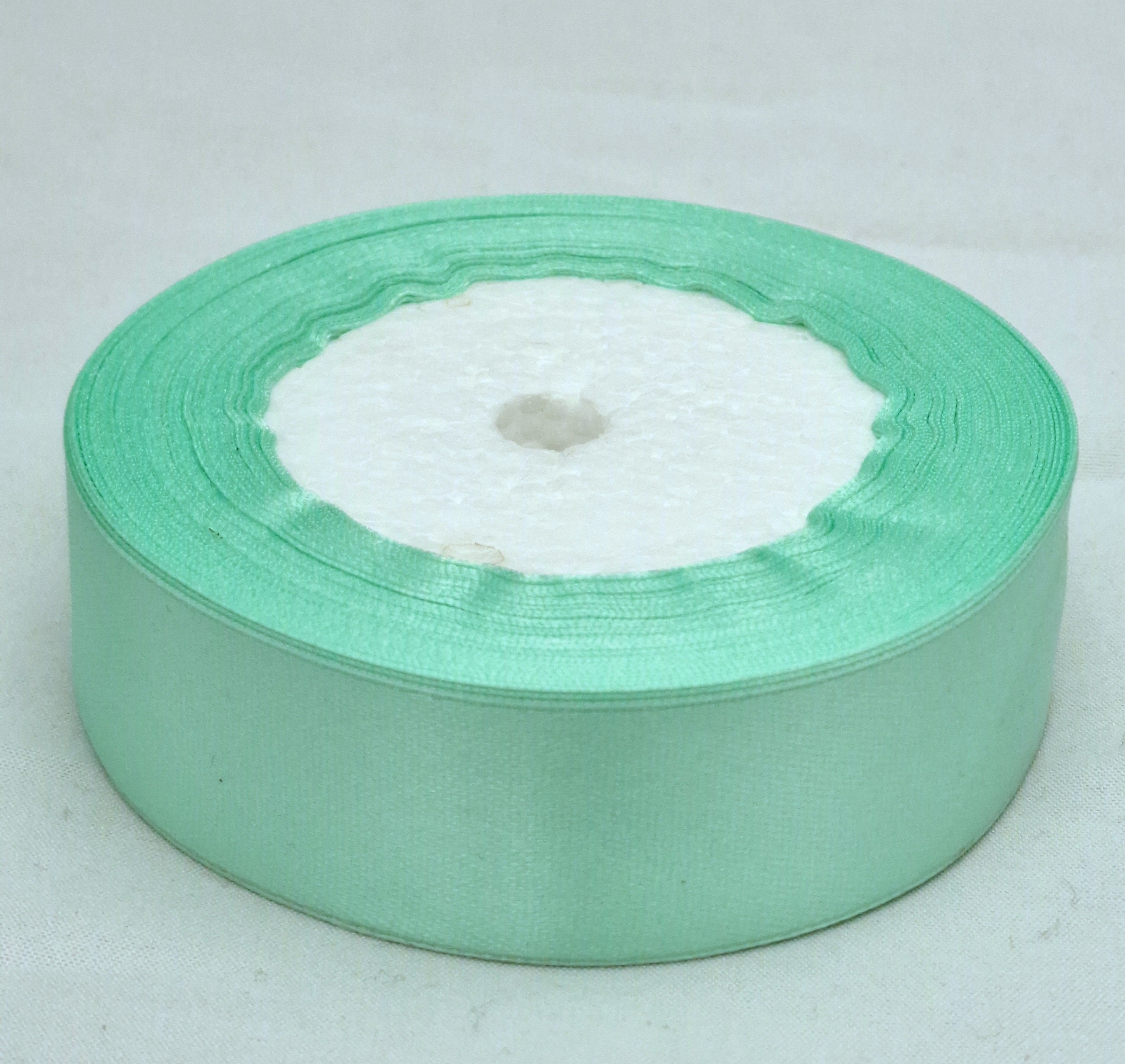 MajorCrafts 25mm 22metres Aqua Green Single Sided Satin Fabric Ribbon Roll