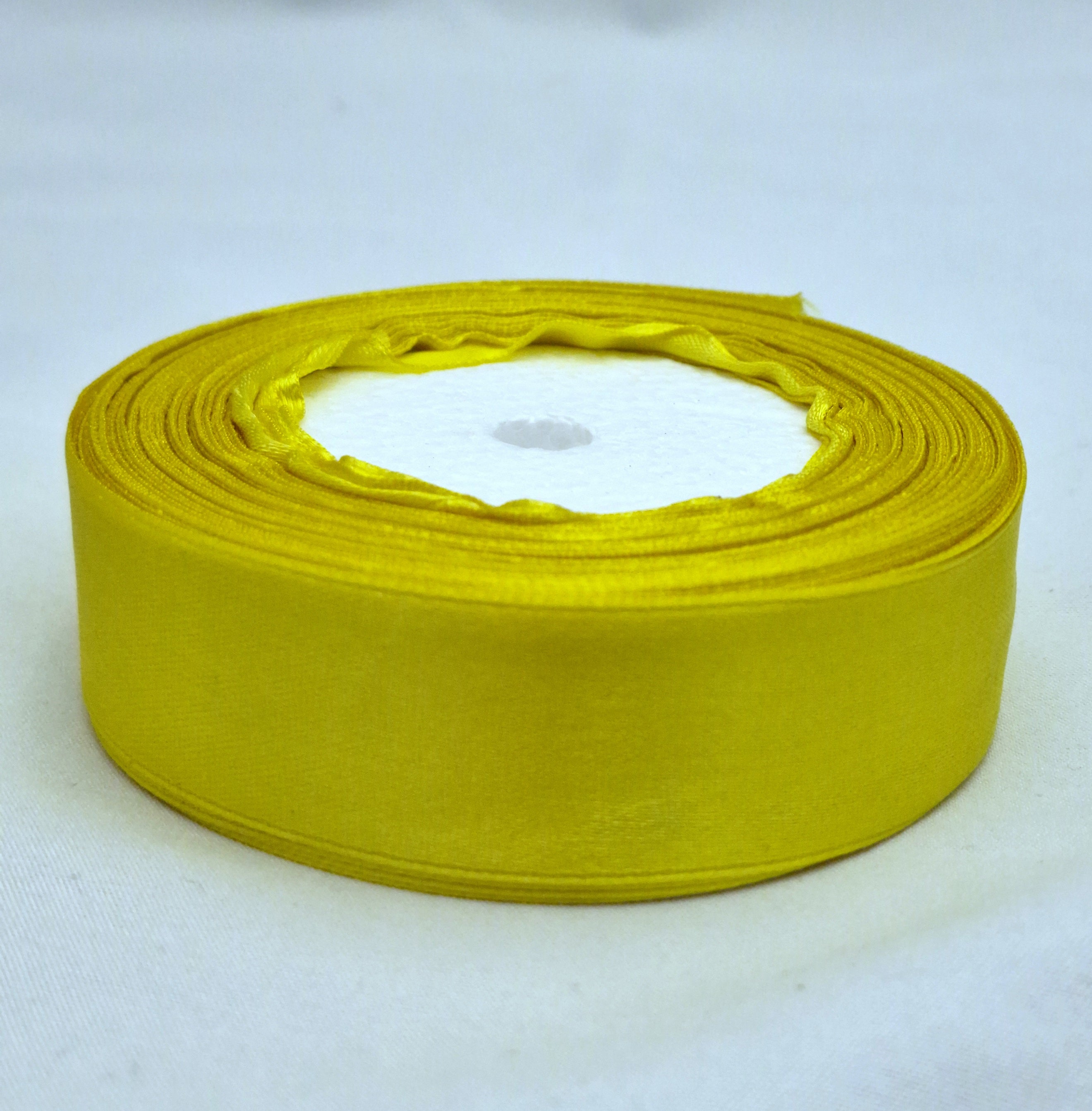 MajorCrafts 25mm 22metres Muddy Yellow Single Sided Satin Fabric Ribbon Roll