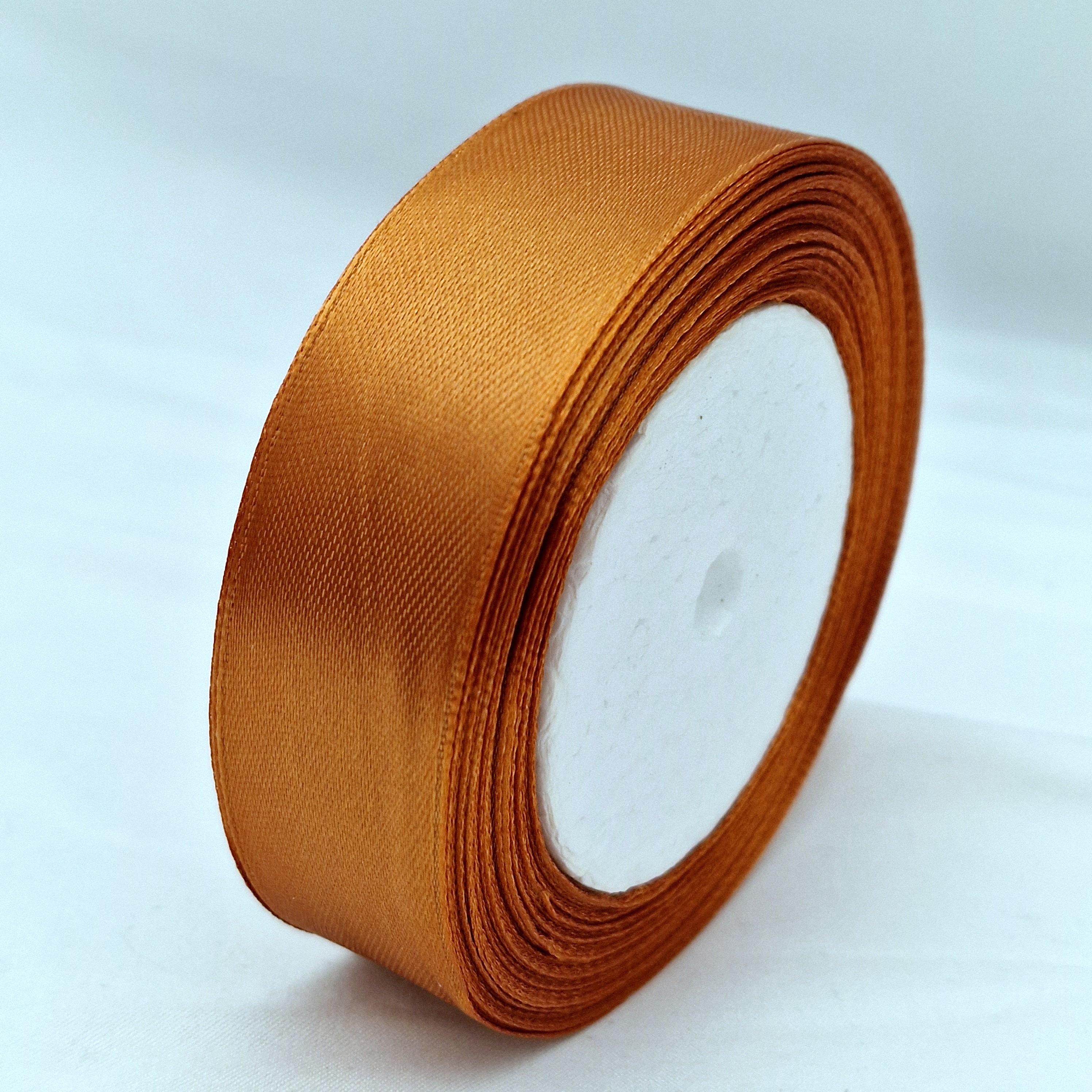 MajorCrafts 25mm 22metres Copper Brown Single Sided Satin Fabric Ribbon Roll
