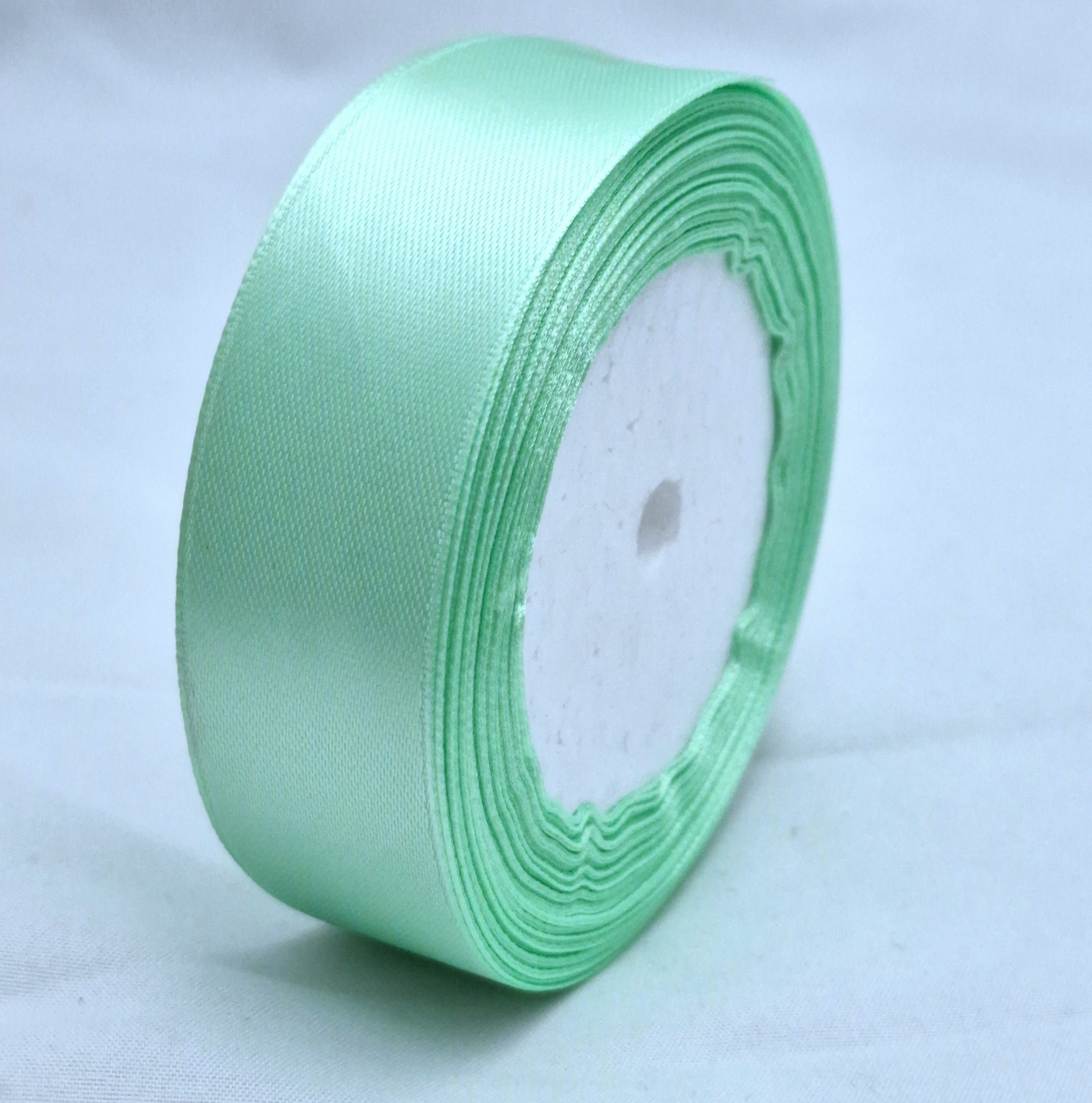 MajorCrafts 25mm 22metres Mint Green Single Sided Satin Fabric Ribbon Roll