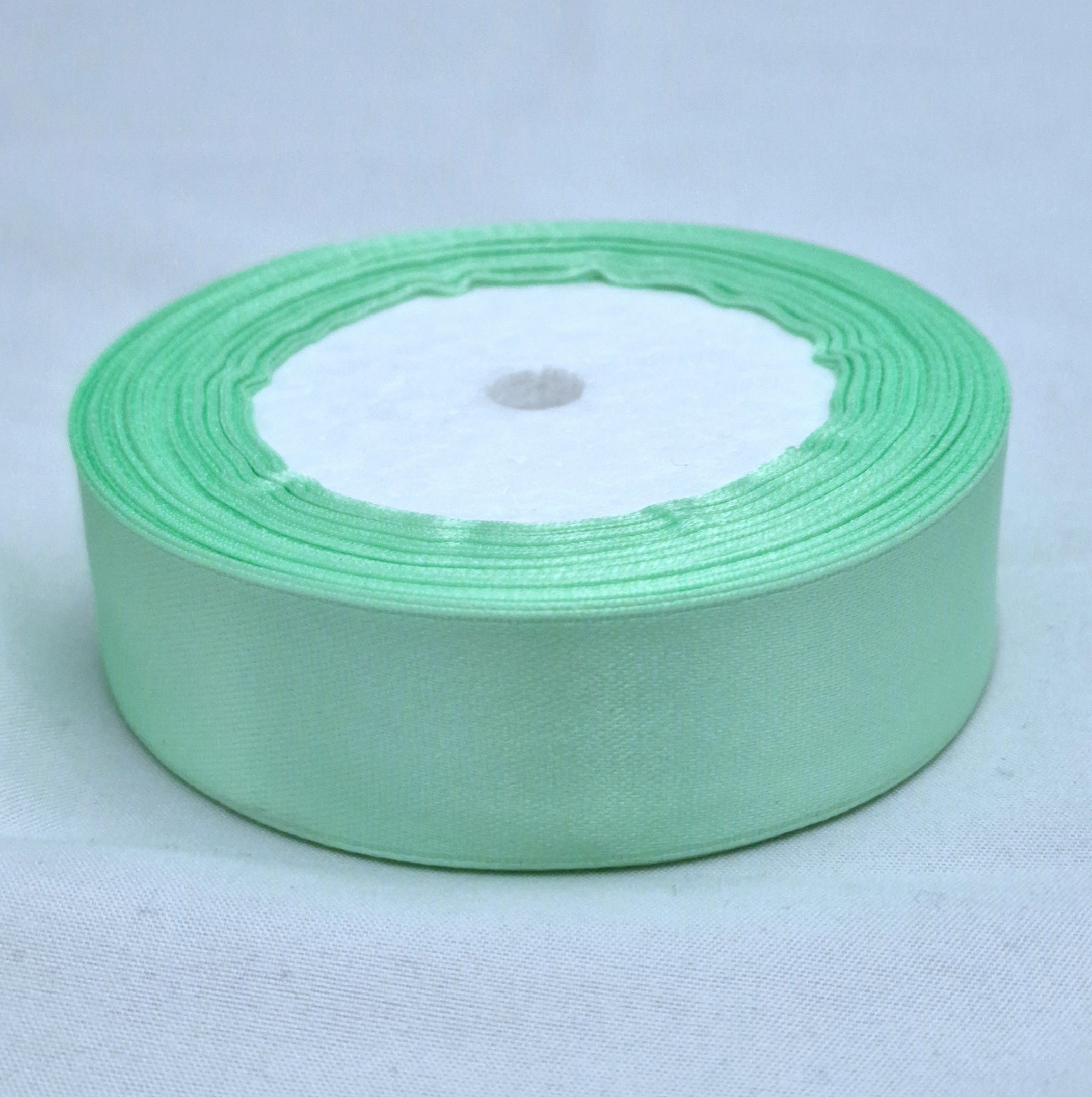 MajorCrafts 25mm 22metres Mint Green Single Sided Satin Fabric Ribbon Roll
