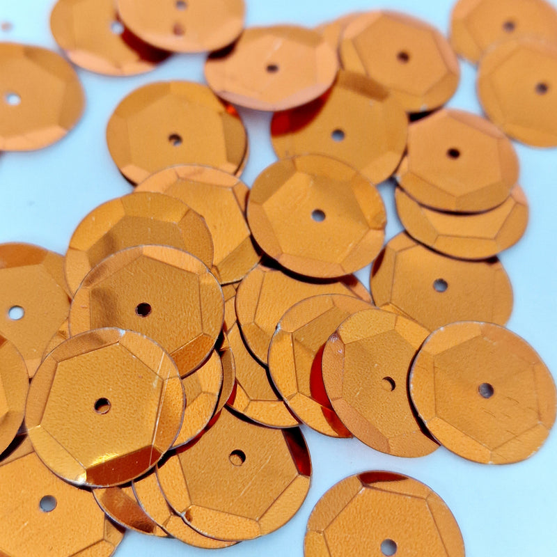 MajorCrafts 40grams 12mm Orange Round Sew-On Cup Sequins Q13