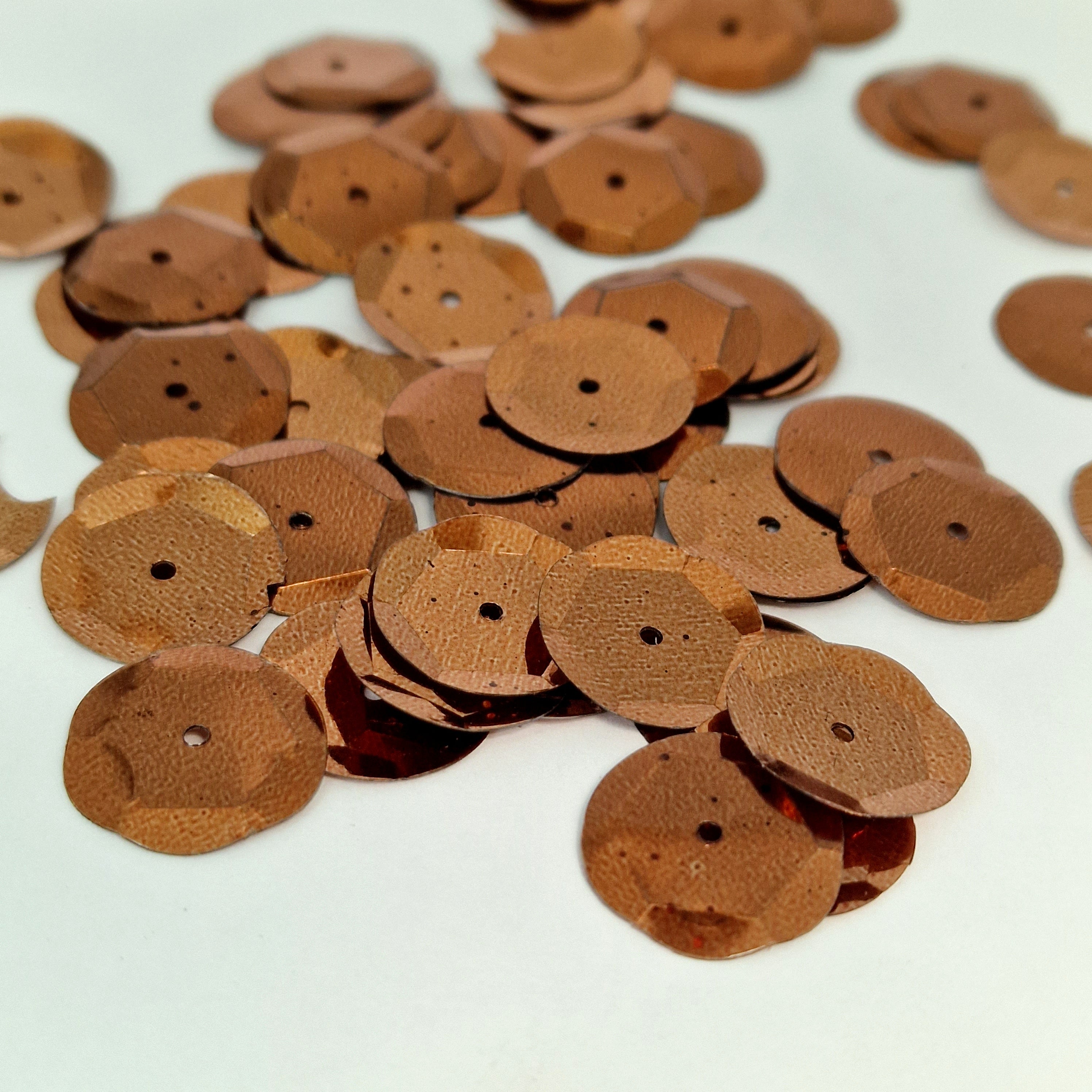 MajorCrafts 40grams 12mm Brown Round Sew-On Cup Sequins Q14