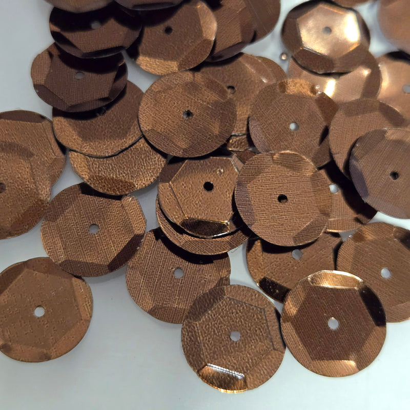 MajorCrafts 15mm 40grams 600pcs Brown Metallic Round Sew-On Cup Sequins