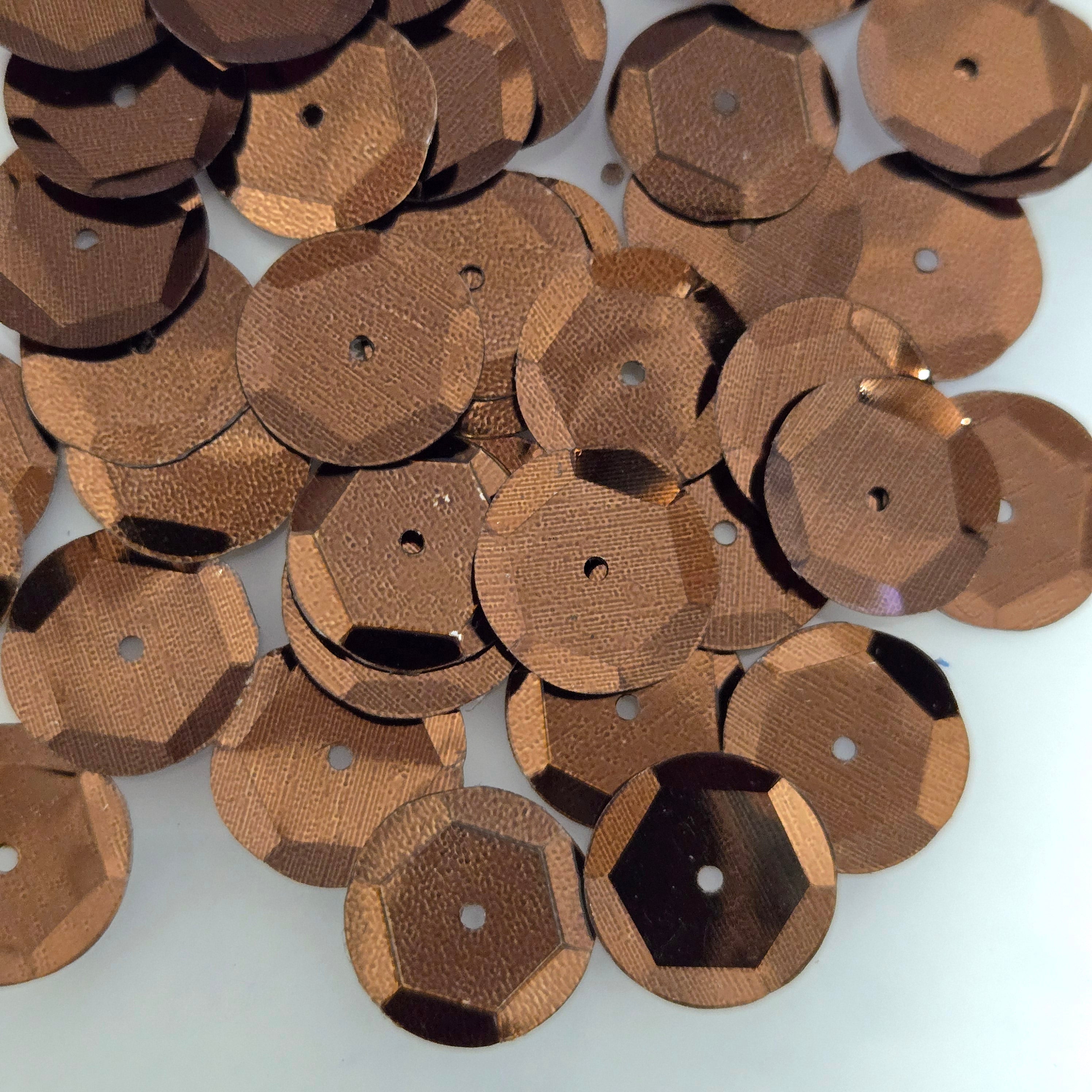 MajorCrafts 15mm 40grams 600pcs Brown Metallic Round Sew-On Cup Sequins