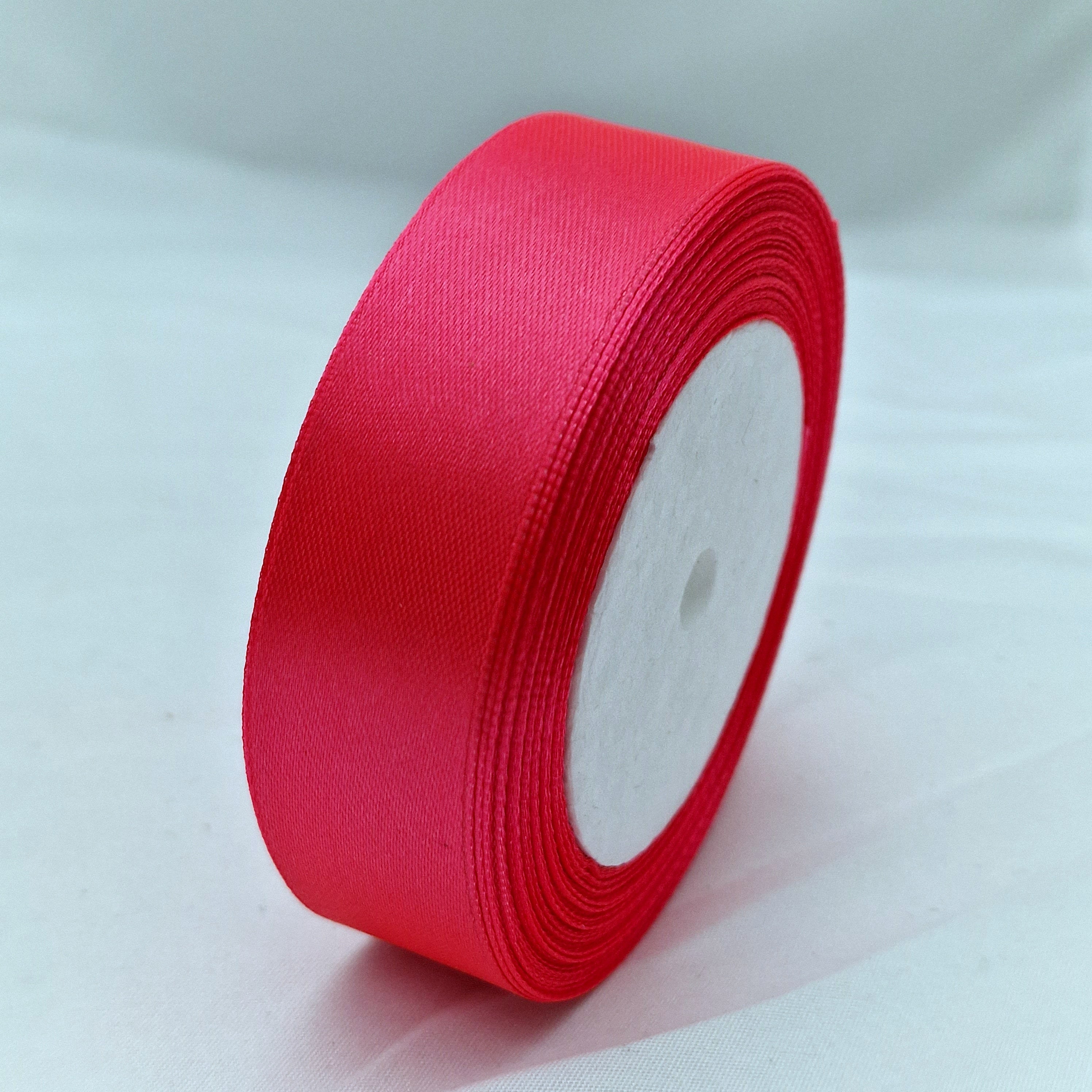 MajorCrafts 25mm 22metres Magenta Pink Single Sided Satin Fabric Ribbon Roll
