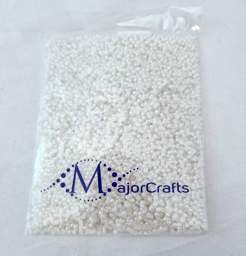MajorCrafts White Flat Back Half Round Resin Pearls C15