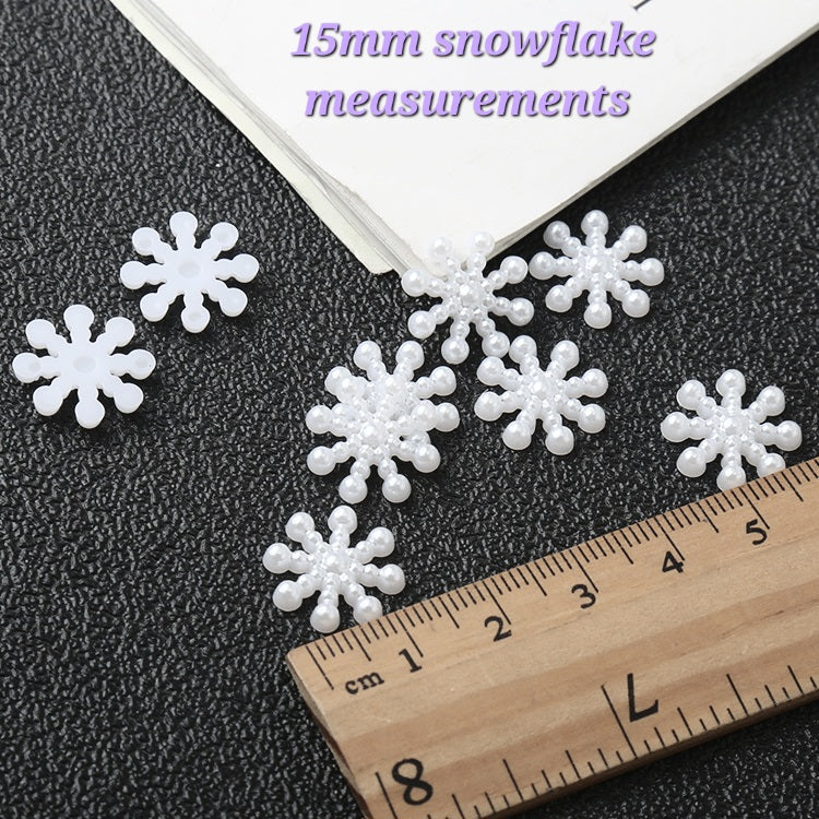 MajorCrafts 100pcs 15mm Mixed Colours Flat Back Snowflake Resin Pearls