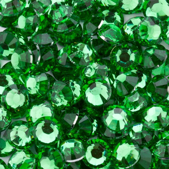 MajorCrafts Forest Green Flat Back Round 14 Facets Resin Rhinestones C16