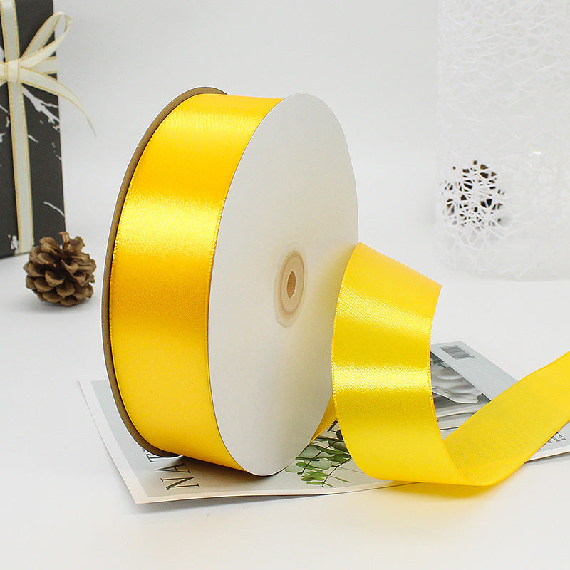MajorCrafts 40mm 100yds 91mtrs Mustard Yellow Satin Fabric Ribbon Roll R16