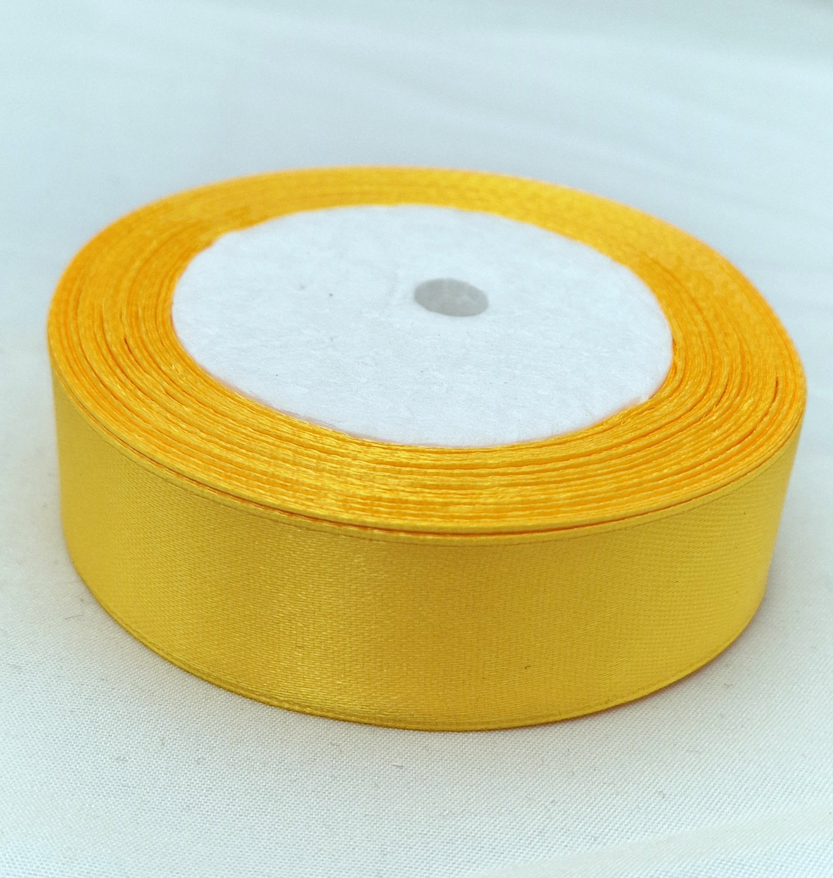 MajorCrafts 25mm 22metres Amber Orange Single Sided Satin Fabric Ribbon Roll