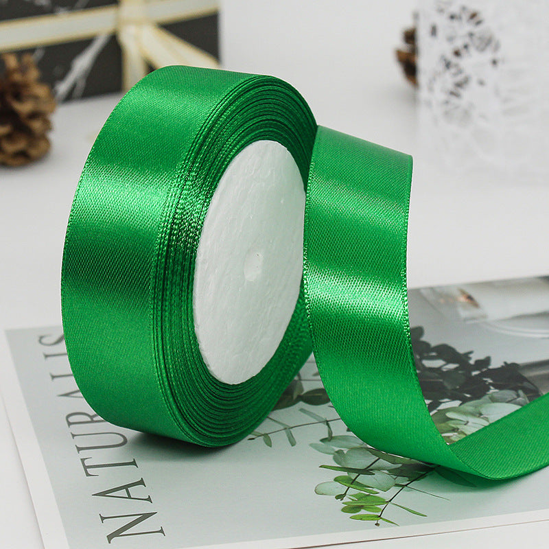 MajorCrafts 25mm 22metres Emerald Green Single Sided Satin Fabric Ribbon Roll R19