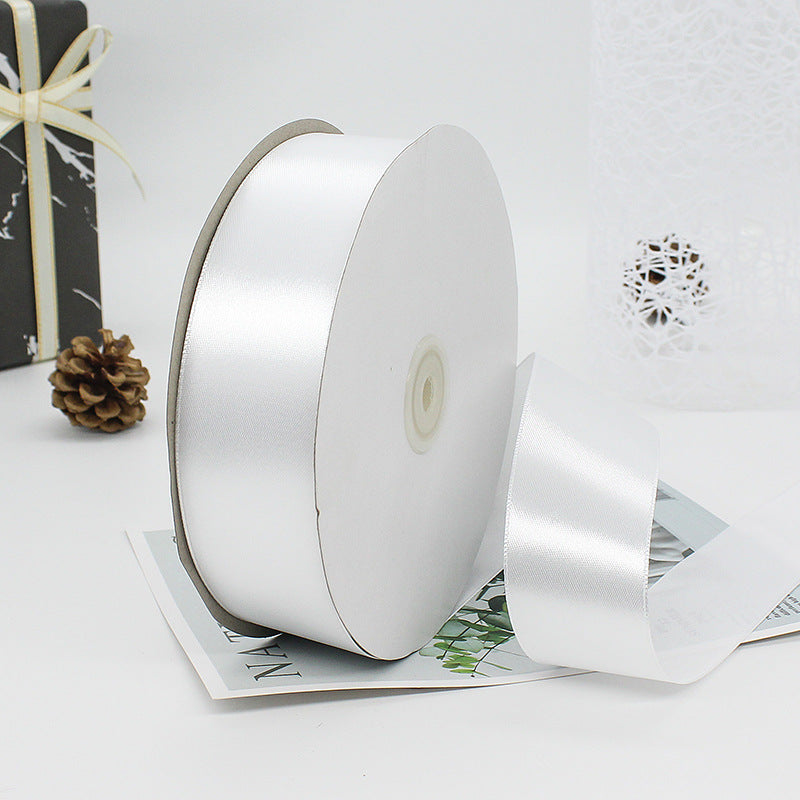 MajorCrafts 40mm 100yds 91mtrs White Satin Fabric Ribbon Roll R01