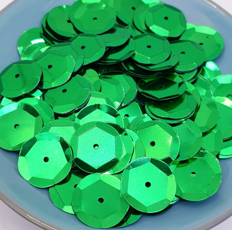 MajorCrafts 40grams 12mm Royal Green Round Sew-On Cup Sequins Q04