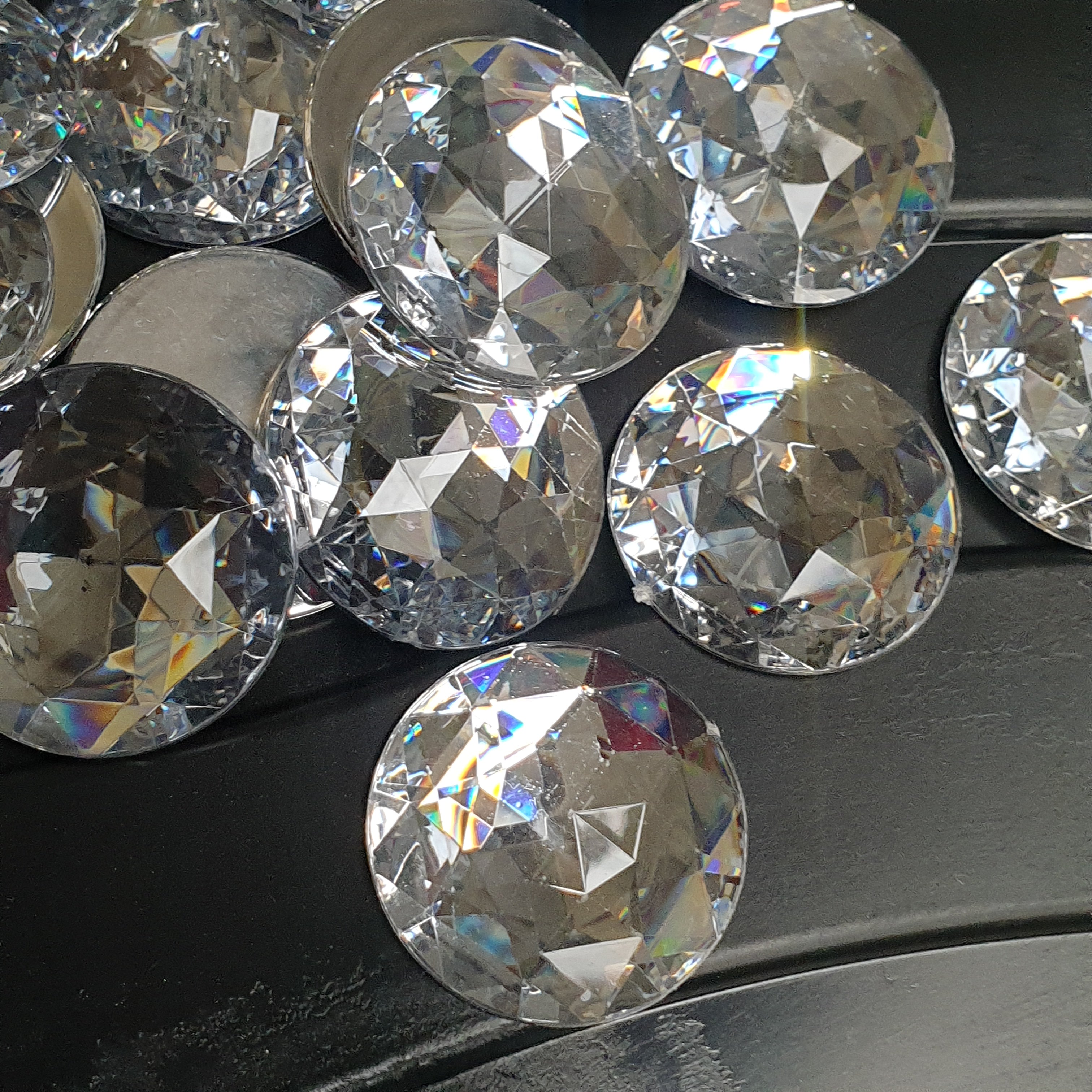 MajorCrafts 4pcs 40mm Crystal Clear Star Facets Flat Back Large Round Acrylic Rhinestones A01