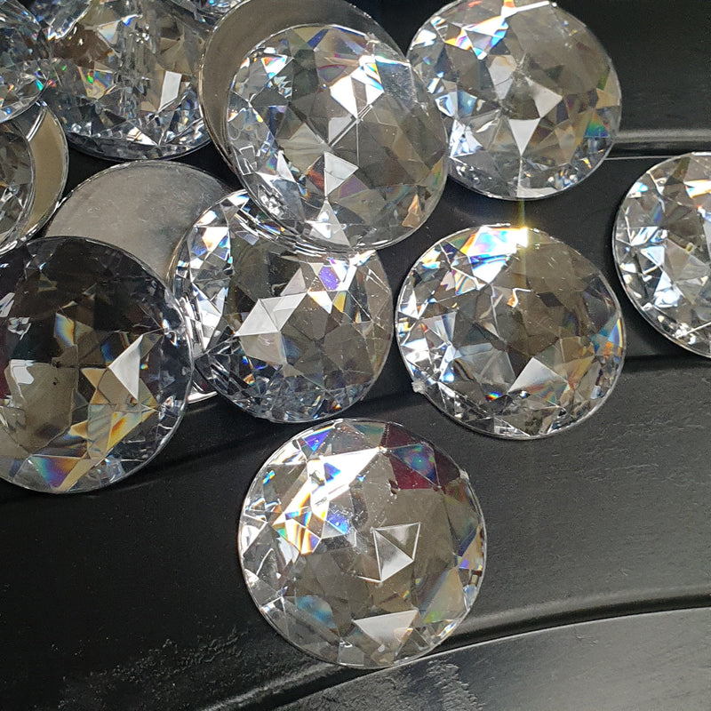 MajorCrafts 8pcs 36mm Crystal Clear Star Facets Flat Back Large Round Acrylic Rhinestones A01