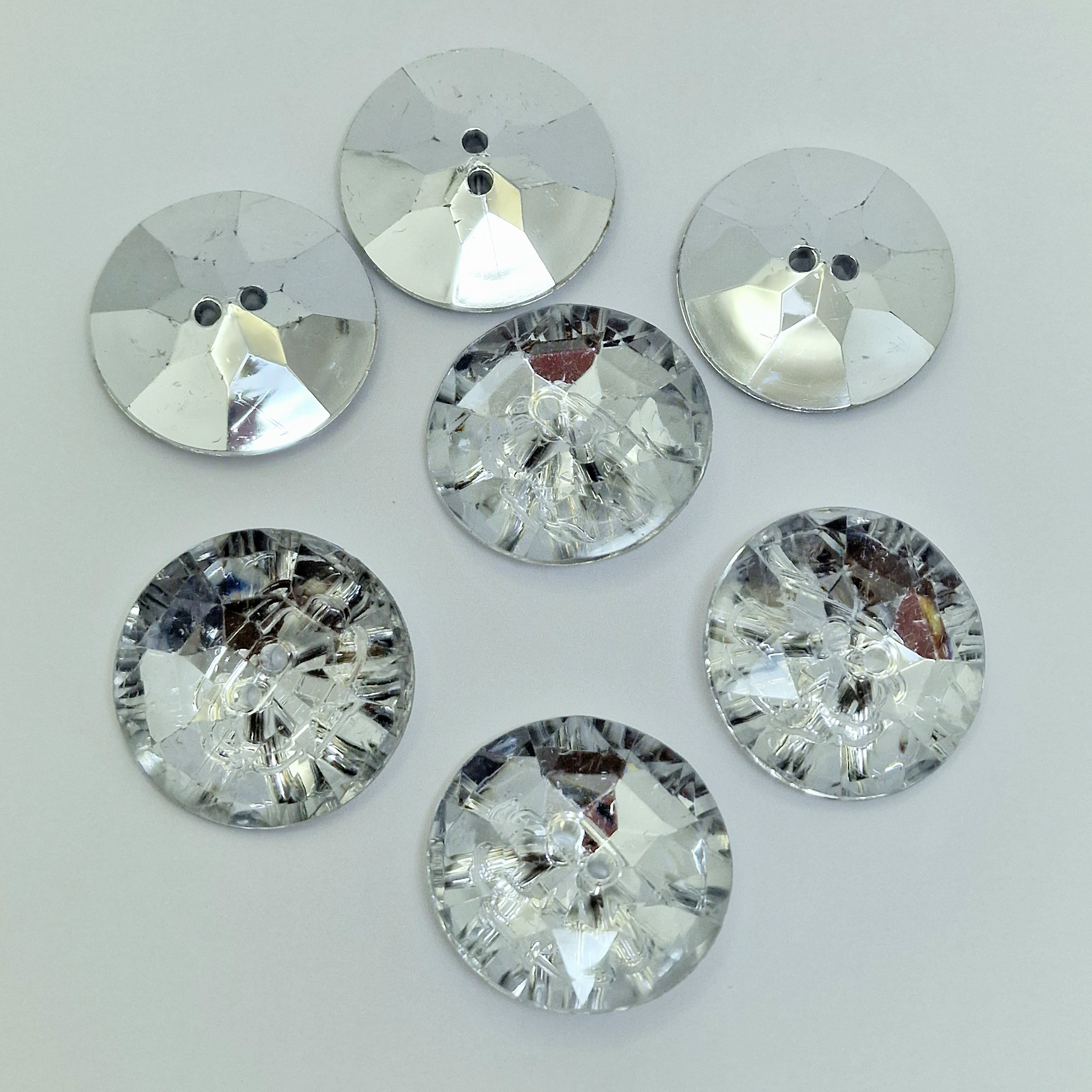MajorCrafts 8pcs 30mm Crystal Clear 2 Holes Acrylic Large Round Sewing Buttons