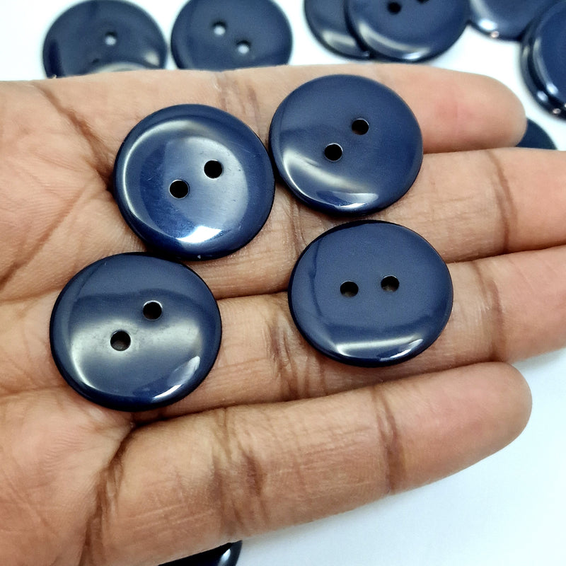 MajorCrafts 24pcs 23mm Navy Blue 2 Holes Round Large Resin Sewing Buttons
