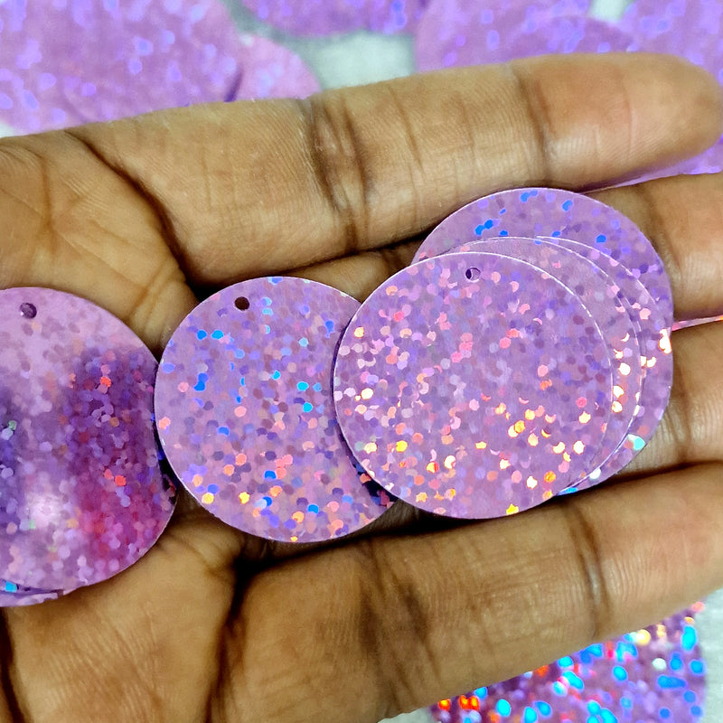 MajorCrafts 30mm 30grams 130pcs Light Pink Holographic Large Round PVC Sequins