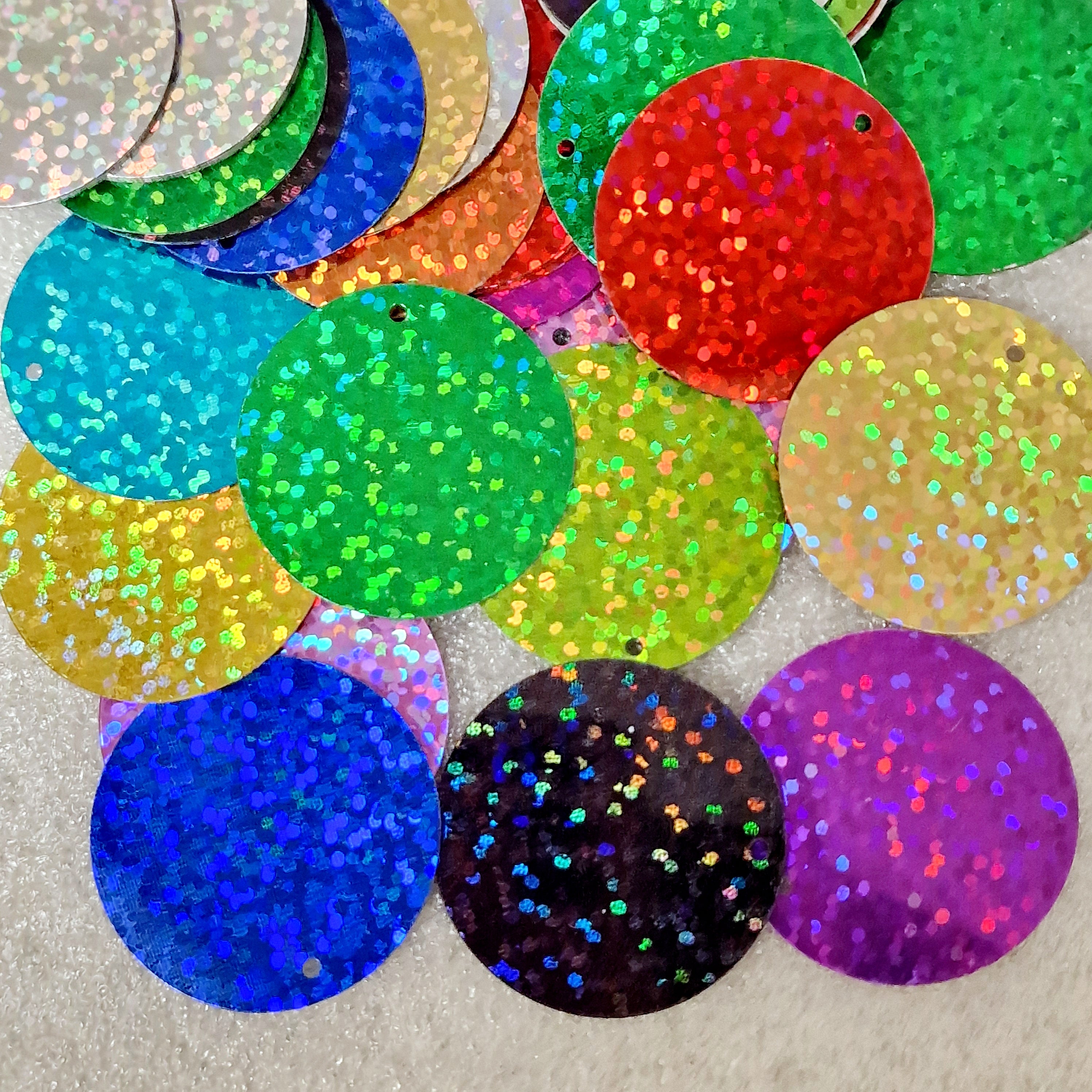 MajorCrafts 30mm 30grams 130pcs Mixed Colours Holographic Large Round PVC Sequins