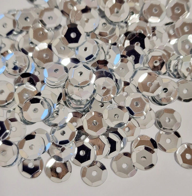 MajorCrafts 50grams 6mm Metallic Silver Round Sew-On Cup Sequins