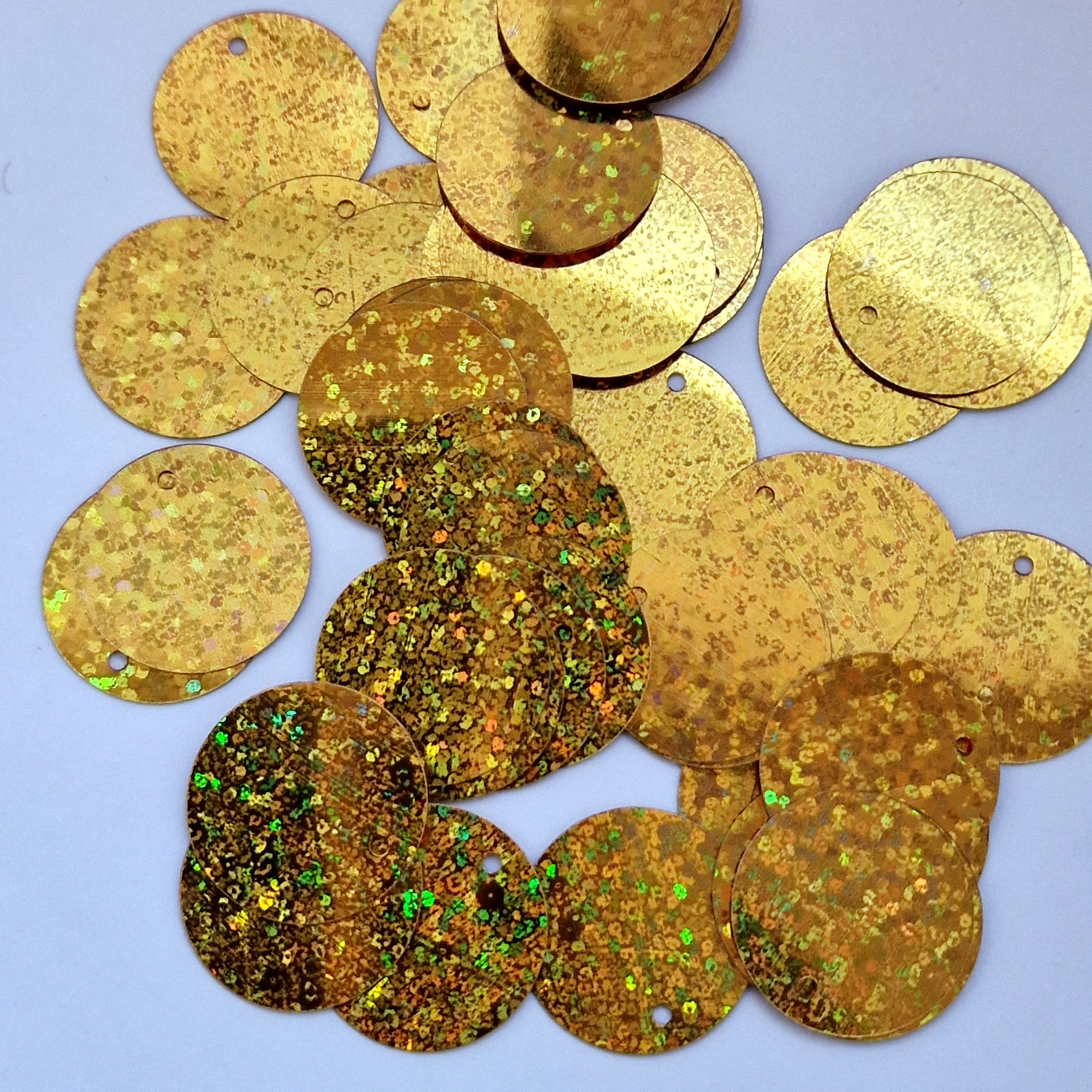 MajorCrafts 20mm 30grams Dark Gold Holographic Small Round PVC Sequins