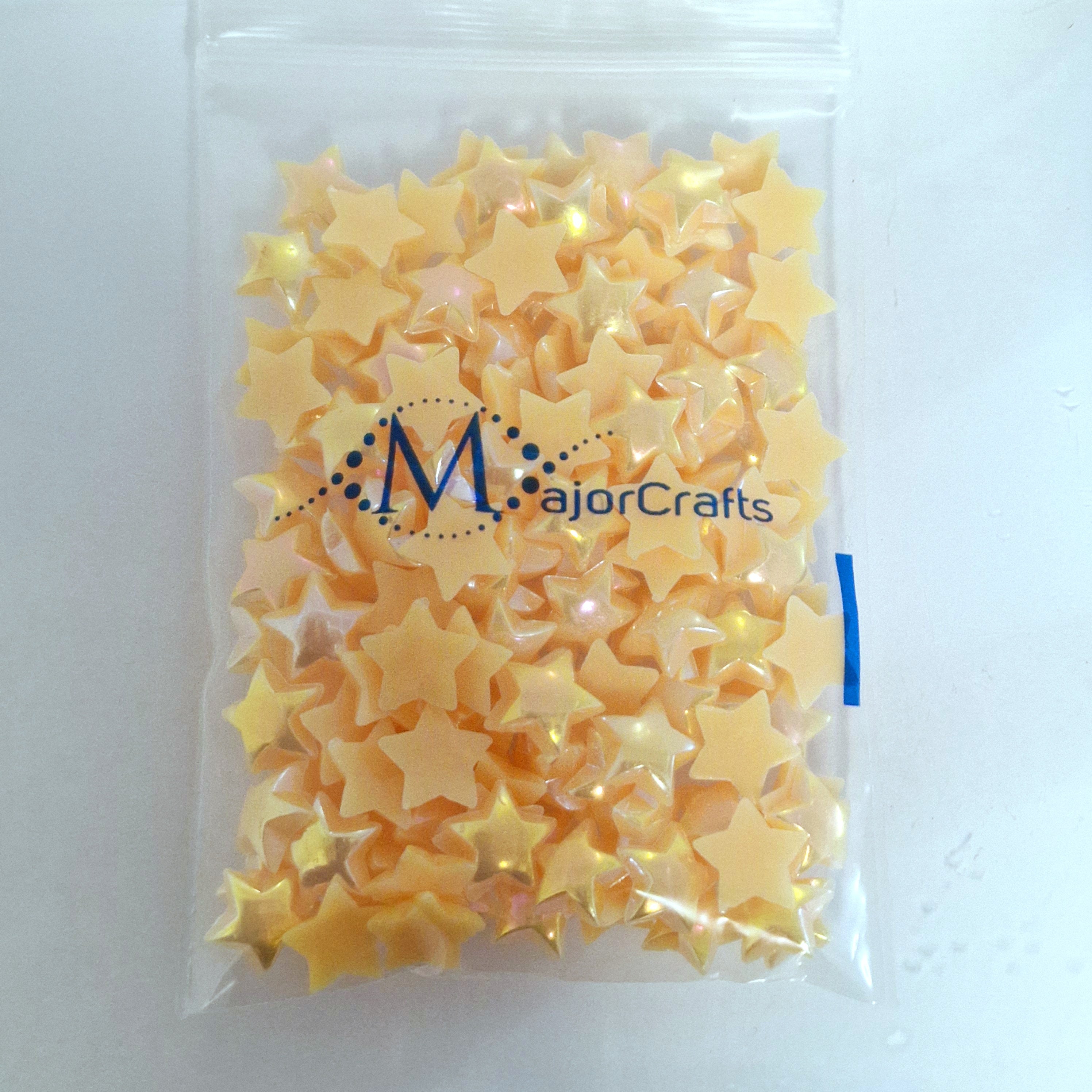 MajorCrafts 160pcs 10mm Orange AB Flat Back Star Resin Pearls