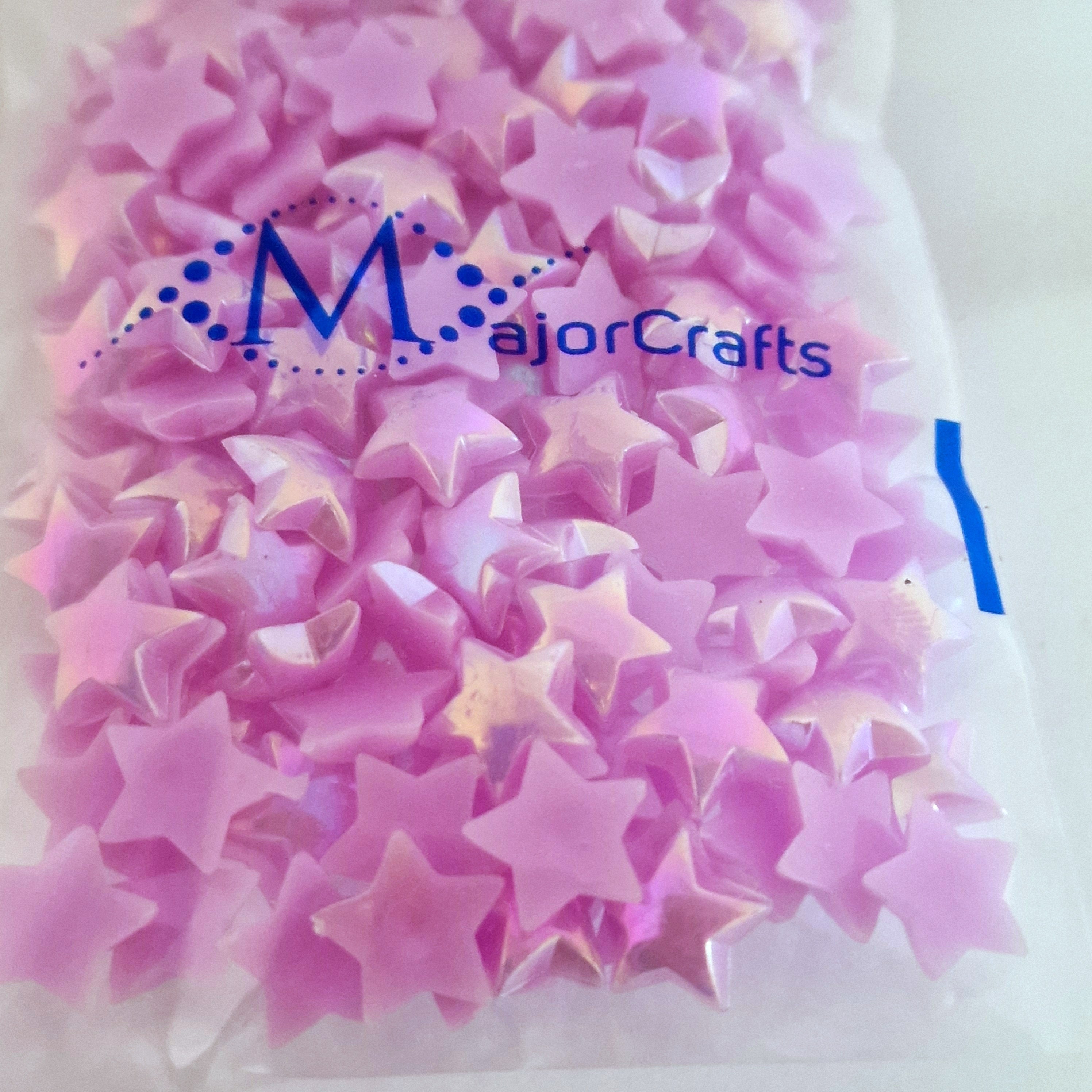 MajorCrafts 160pcs 10mm Light Purple AB Flat Back Star Resin Pearls
