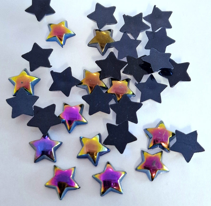 MajorCrafts 160pcs 10mm Black AB Flat Back Star Resin Pearls
