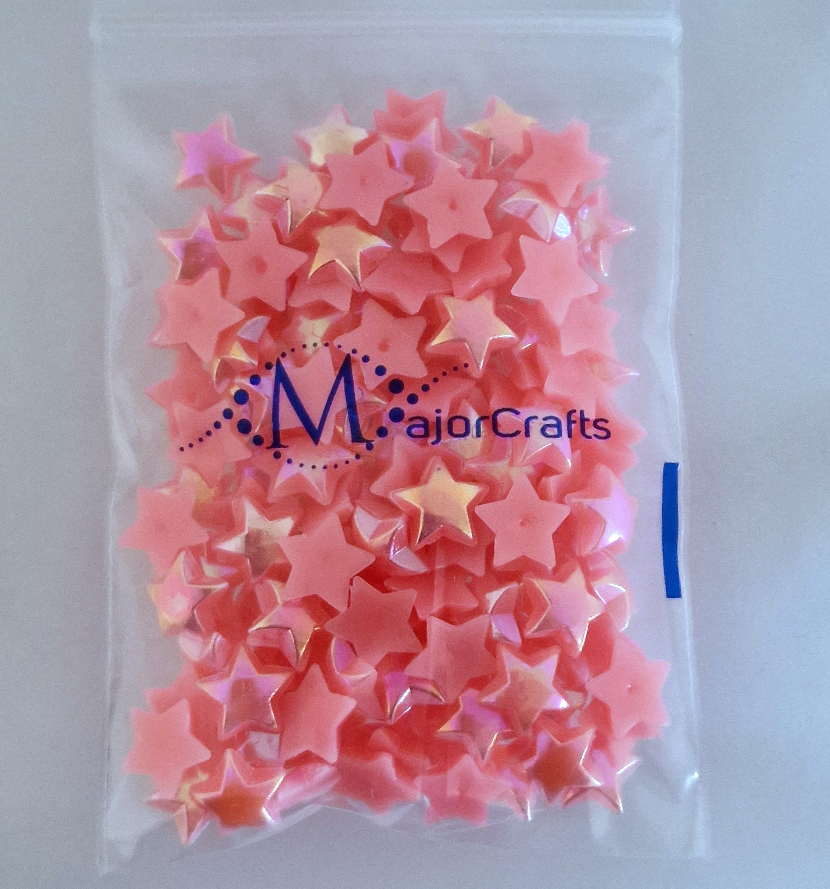 MajorCrafts 160pcs 10mm Light Pink AB Flat Back Star Resin Pearls