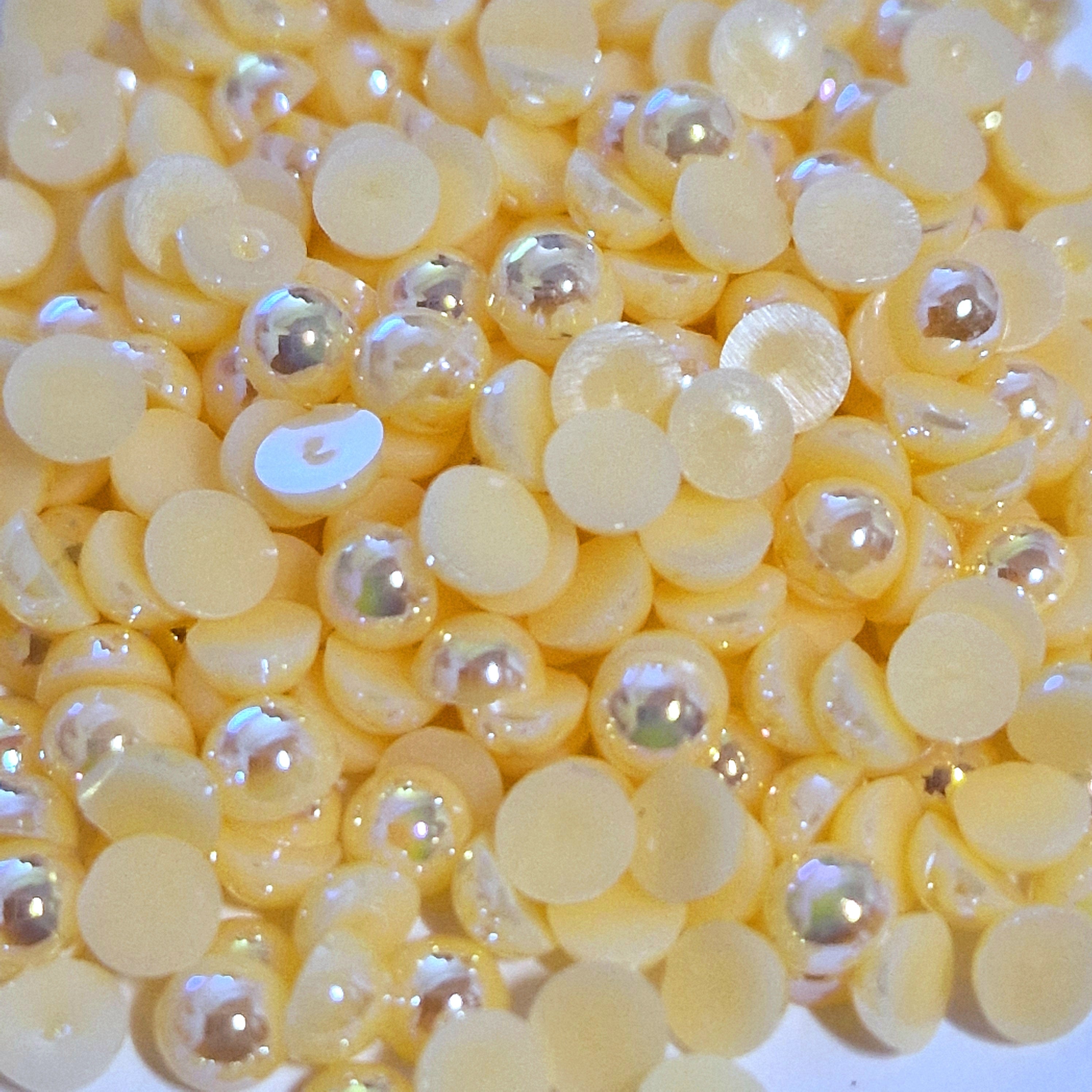 MajorCrafts Peach Orange AB Flat Back Half Round Resin Pearls C63