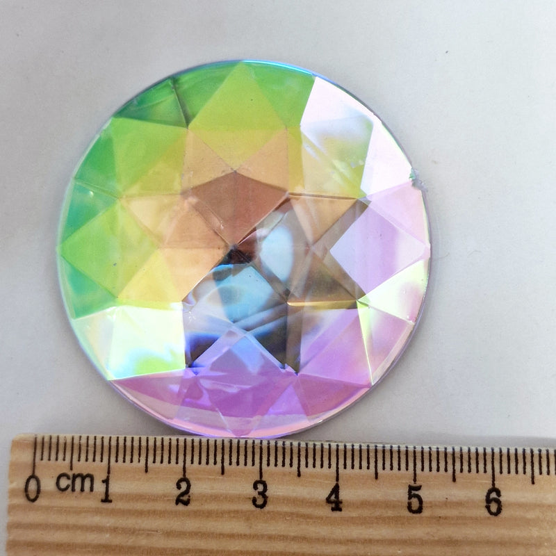 MajorCrafts 2pcs 52mm Crystal AB Star Facets Flat Back Round Extra Large Acrylic Rhinestones