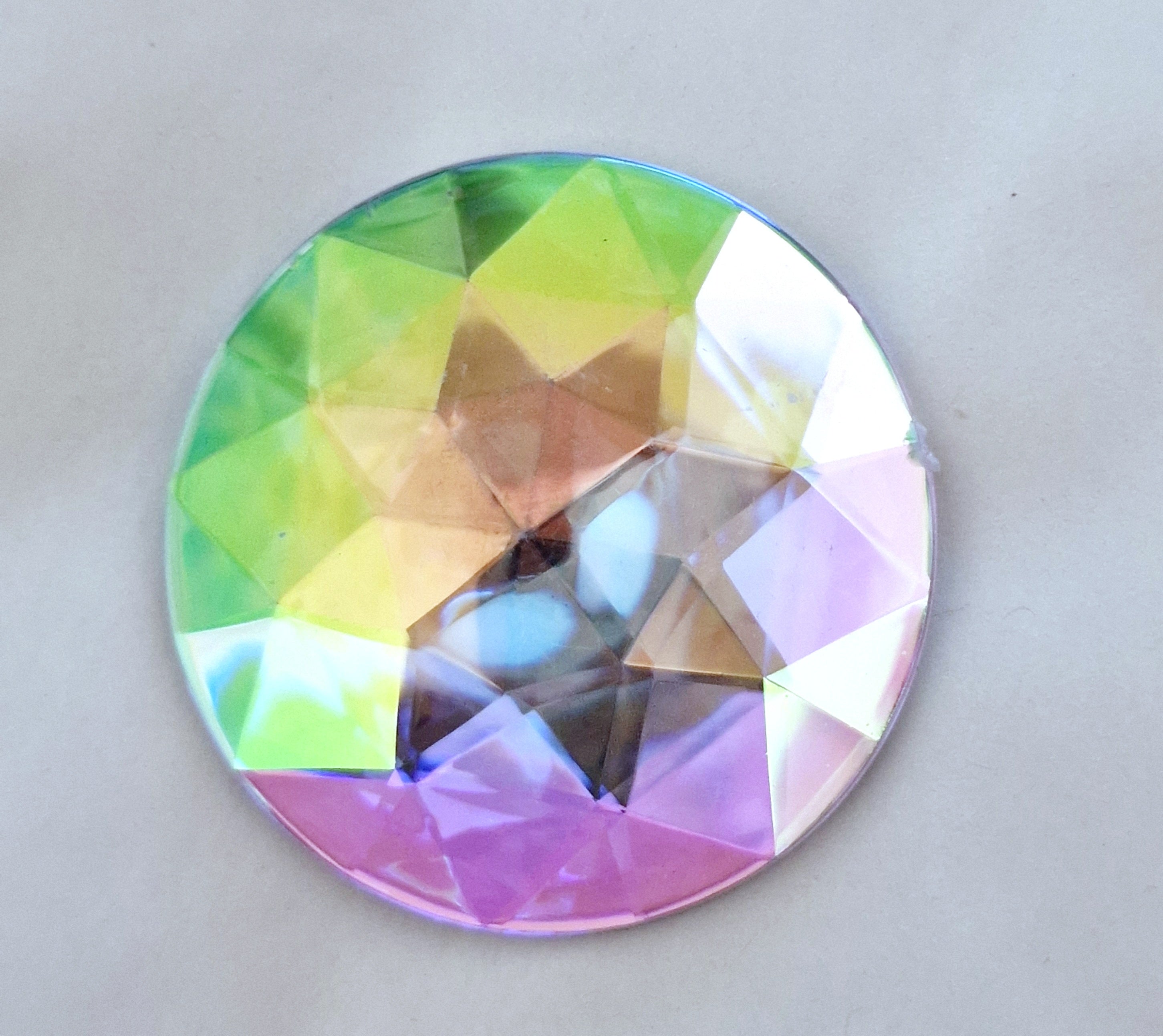 MajorCrafts 2pcs 52mm Crystal AB Star Facets Flat Back Round Extra Large Acrylic Rhinestones