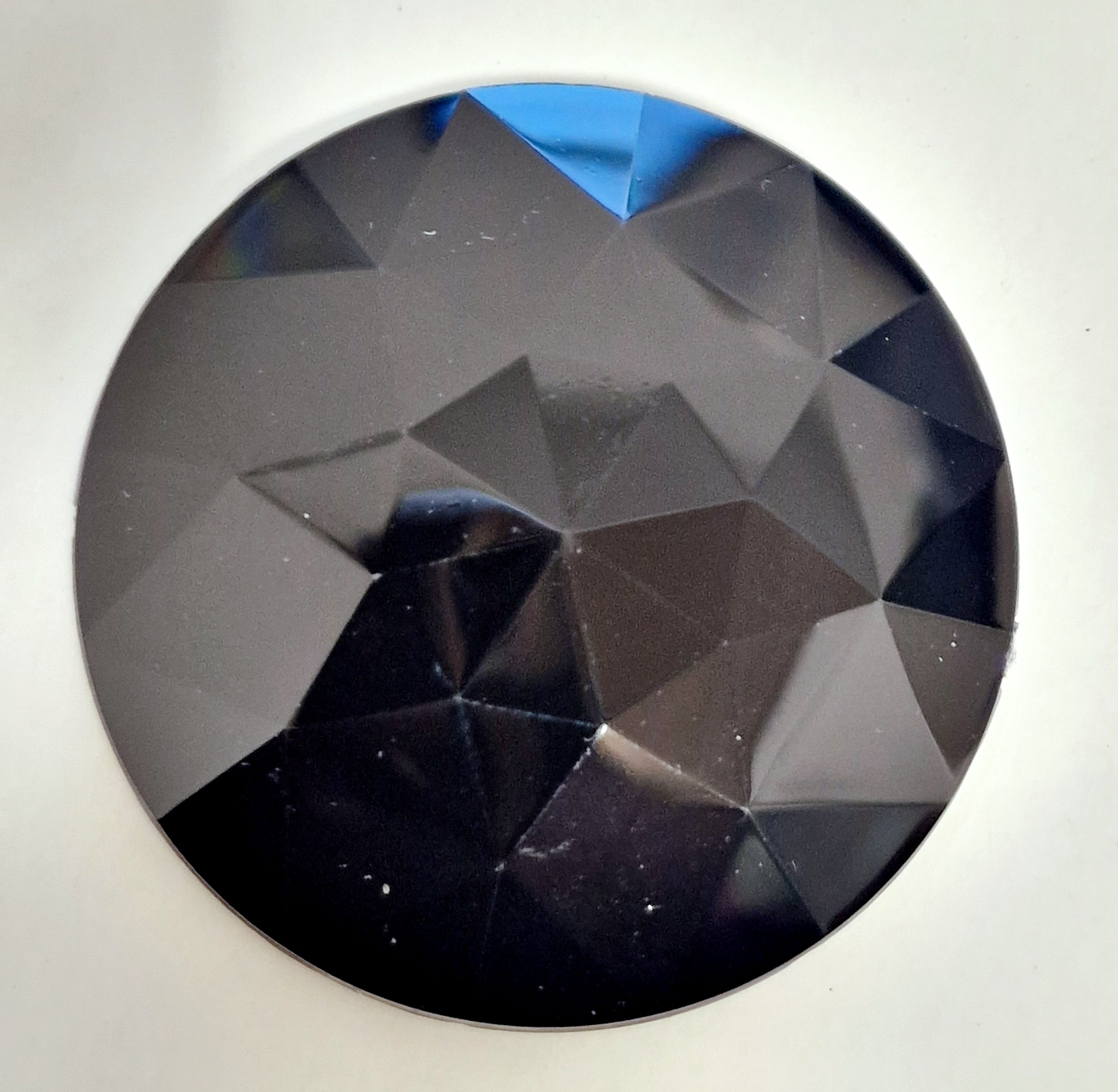 MajorCrafts 2pcs 52mm Jet Black Star Facets Flat Back Round Extra Large Acrylic Rhinestones