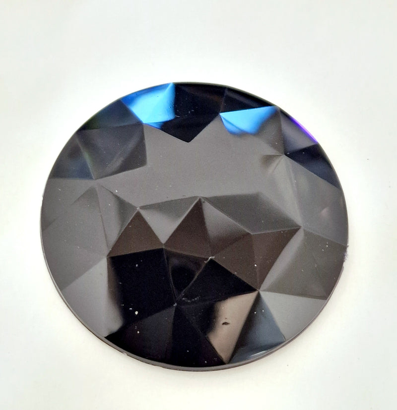MajorCrafts 2pcs 52mm Jet Black Star Facets Flat Back Round Extra Large Acrylic Rhinestones