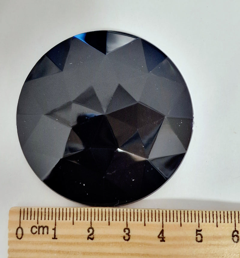 MajorCrafts 2pcs 52mm Jet Black Star Facets Flat Back Round Extra Large Acrylic Rhinestones